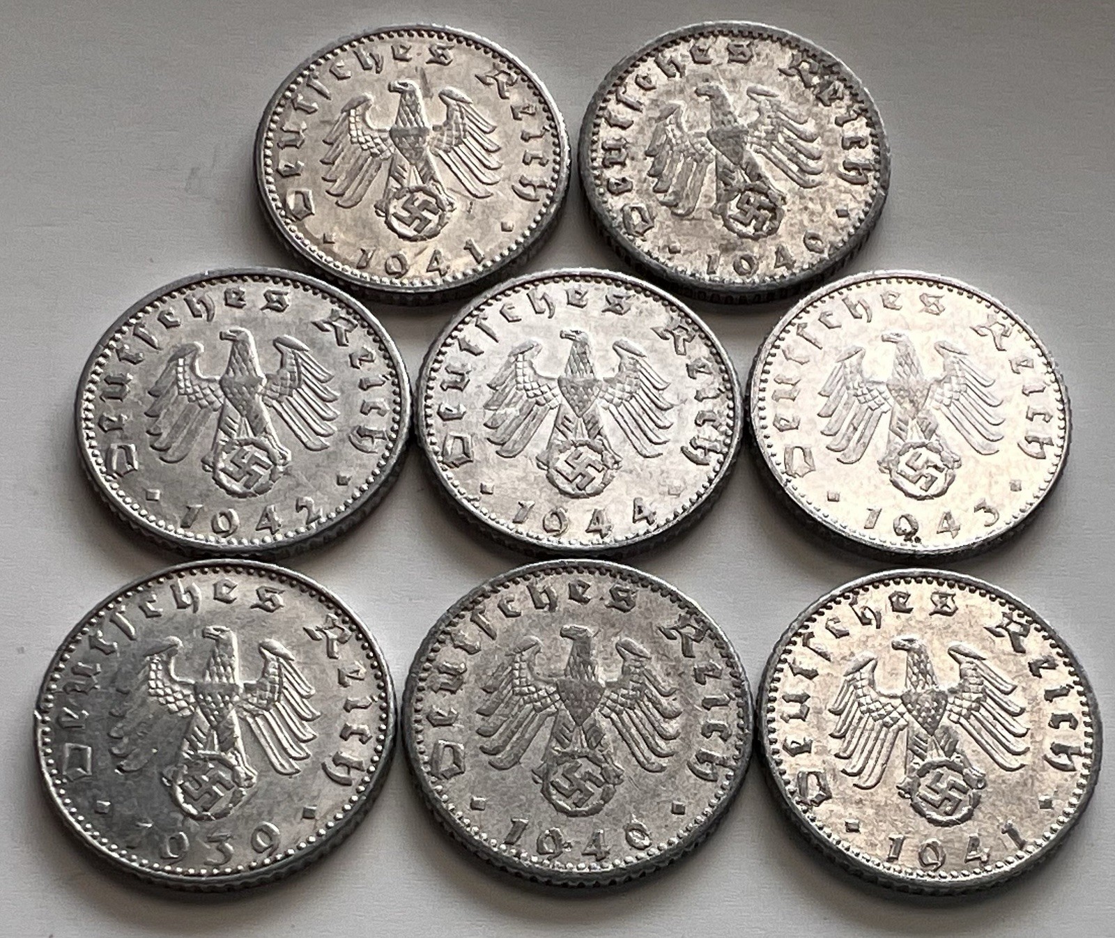 Germany Deutsches Reich 50 Reichspfennig Coin Lot 1939 1941-1944 1948