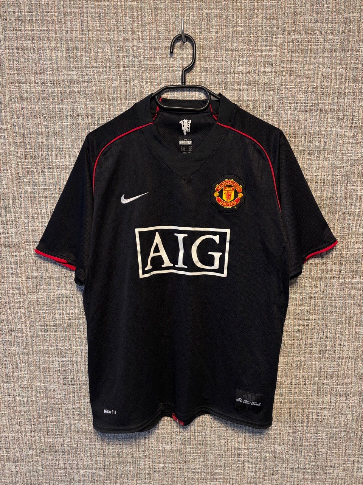 MANCHESTER UNITED 2007 2009 AWAY FOOTBALL SHIRT SOCCER JERSEY BLACK RARE M NIKE