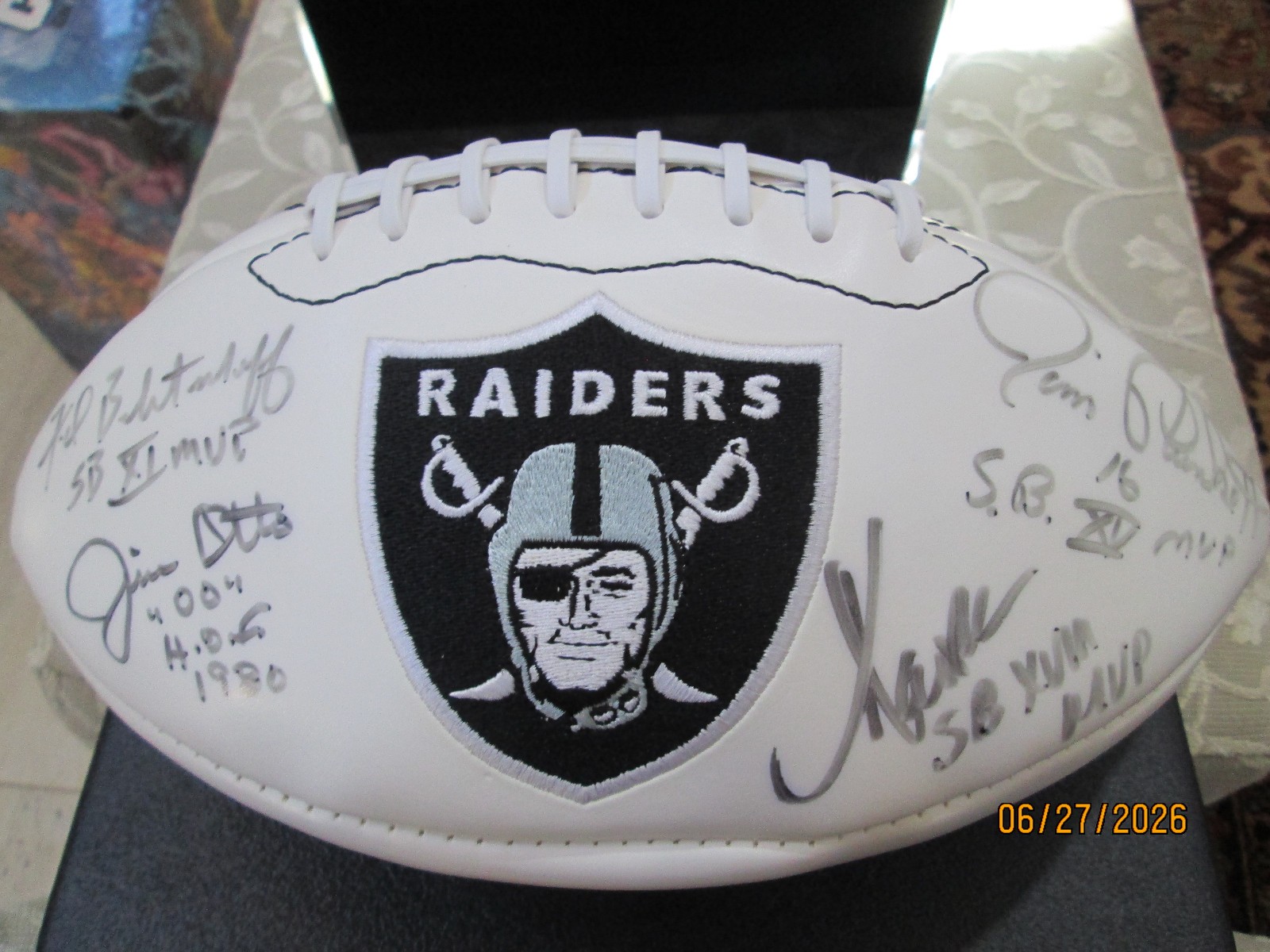 NFL Oakland Raiders Autographed Football Biletnikoff Otto Allen Plunkett COA NFL Oakland Raiders Autographed Football Biletnikoff Otto Allen Plunkett COA