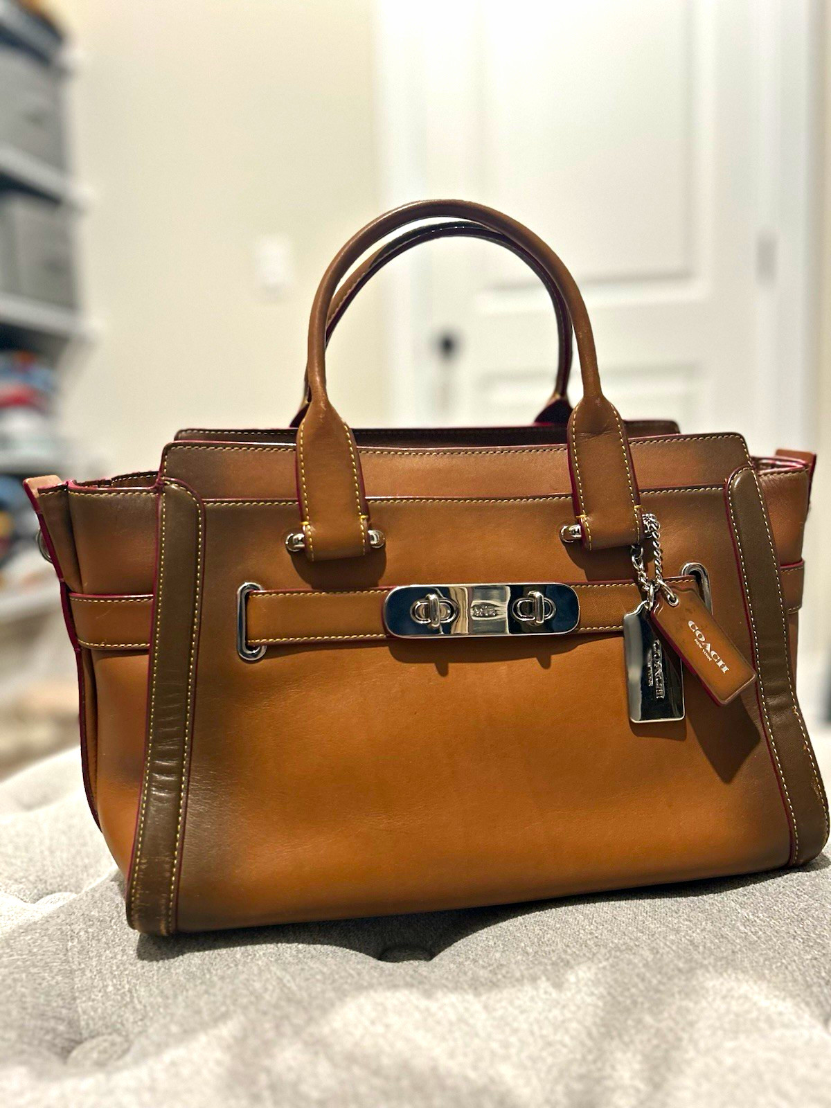 Coach Swagger 27 Carryall Handbag | Brown Smooth Burnished Glove Tan Leather