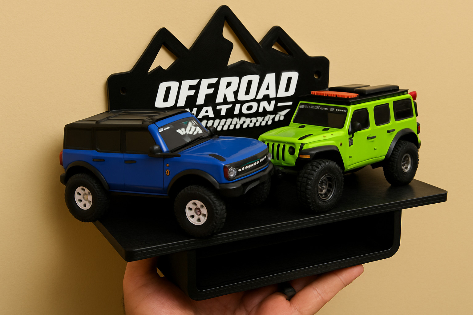 SCX30 Single /Dual RC Car Wall Mount with Storage Drawer Display Shelf for Axial