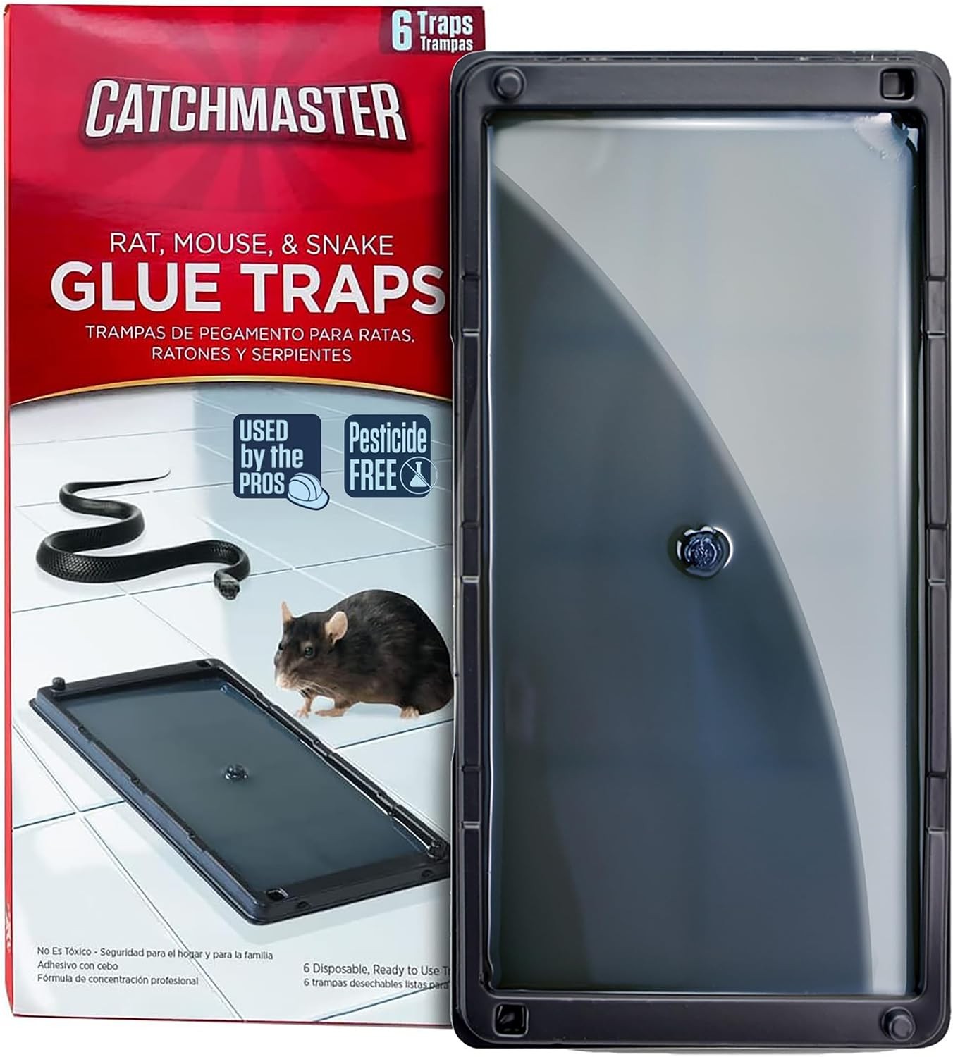 Catchmaster Rat & Mouse Glue Traps 6 Pack, Large Heavy Duty Sticky Traps