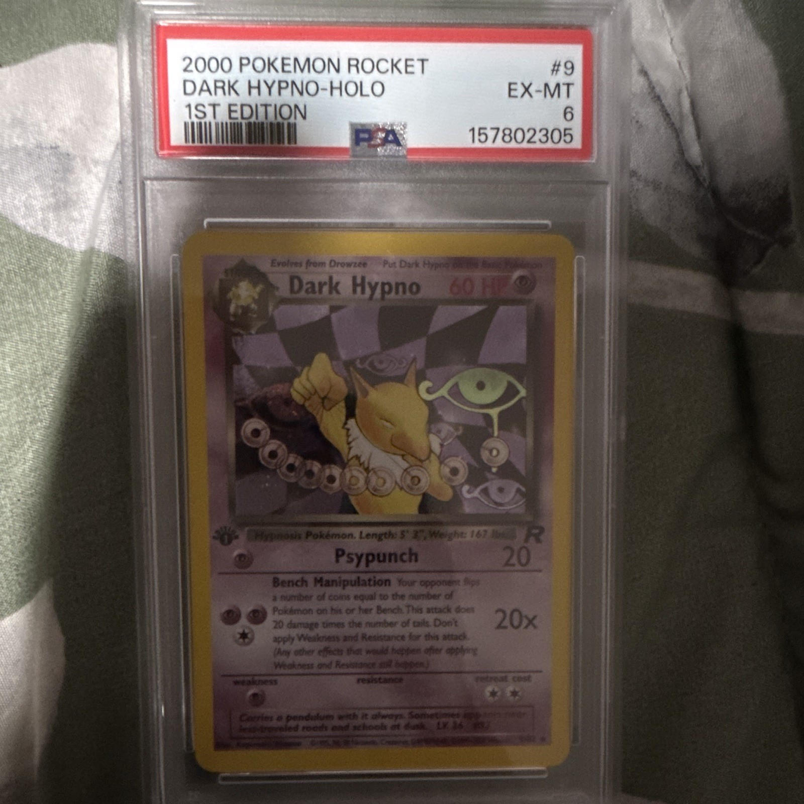 2000 Pokemon Team Rocket Dark Hypno Holo 1st Edition 9/82 PSA 6 English 2000 Pokemon Team Rocket Dark Hypno Holo 1st Edition 9/82 PSA 6 English