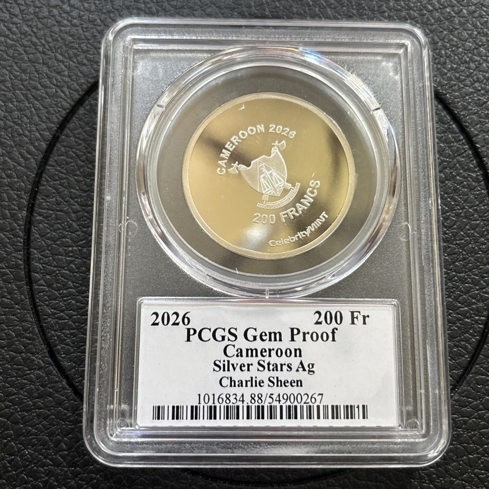 2026 Cameroon Charlie Sheen .999 Silver Stars PCGS Gem Proof Signed Autograph
