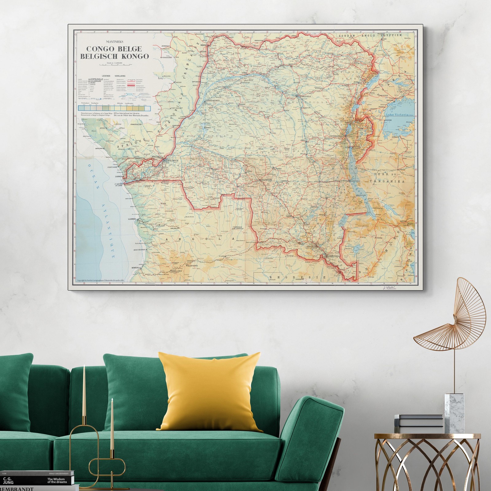 1951 Belgian Congo Map – Colonial Africa Borders, Geography & History Print