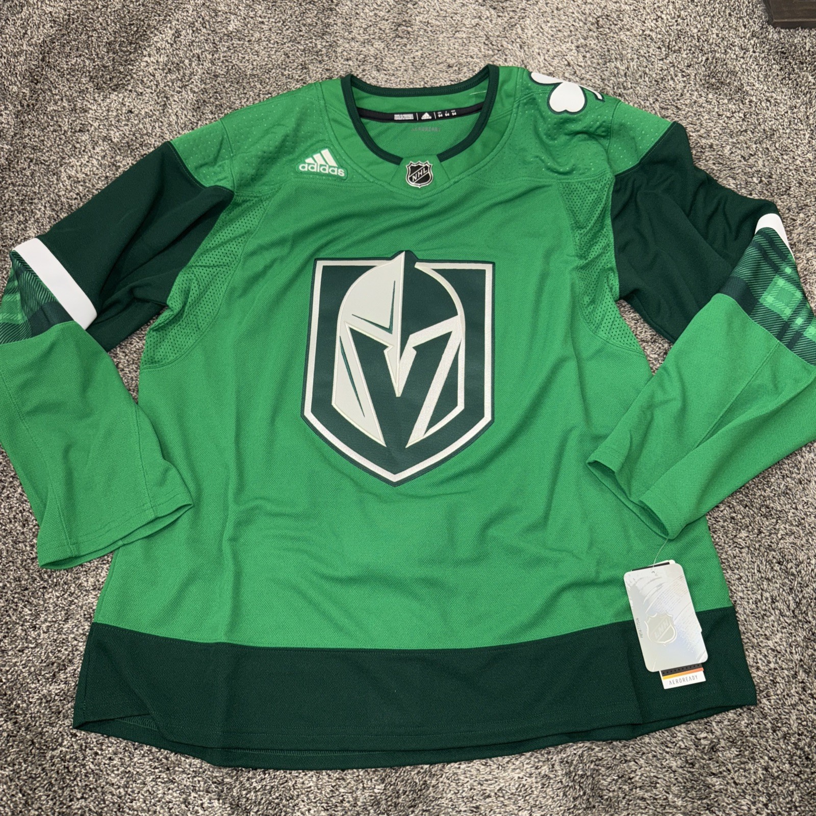 Adidas Vegas Golden Knights St Patrick’s Day Jersey 2022 Authentic Size 52 Rare