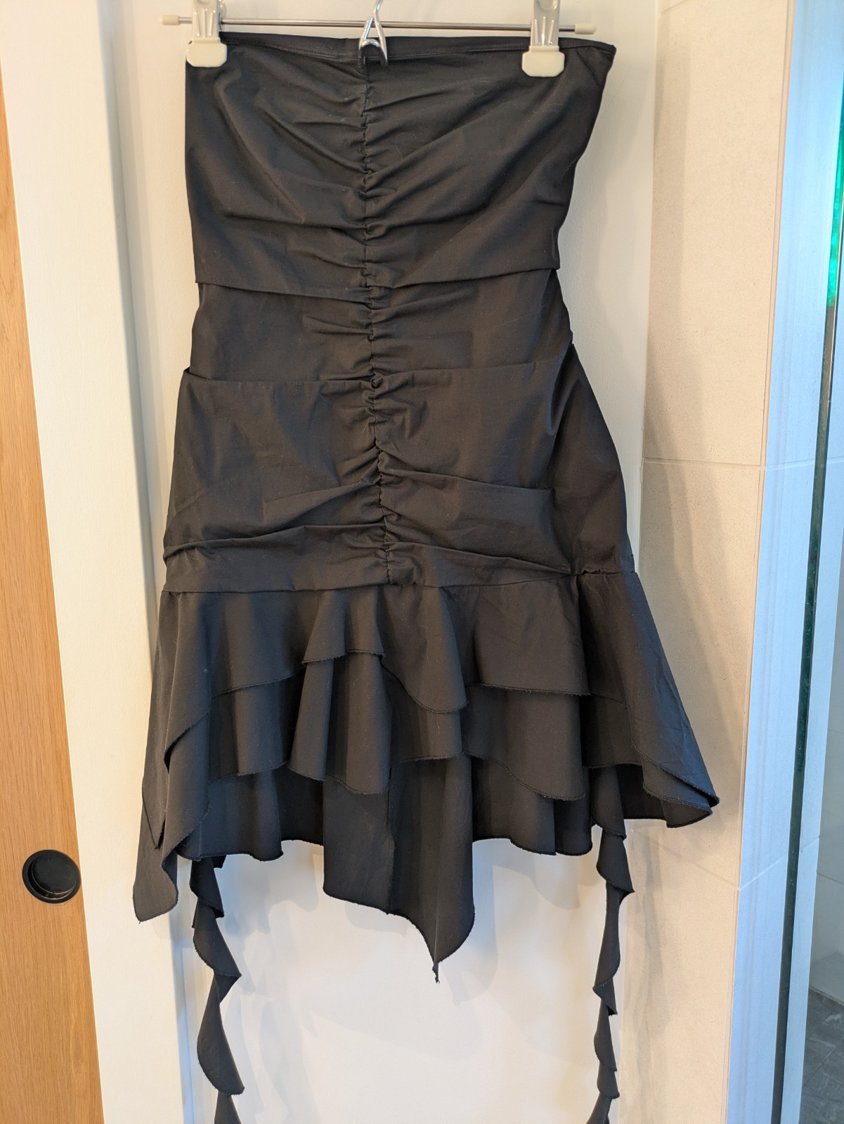 Flavio Castellani XS strapless ruched black, cocktail dress Y2K Party Dress