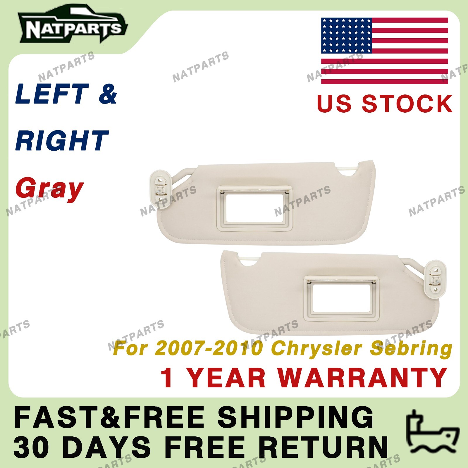 Pair Gray Side Sun Visor for 2007-2010 Chrysler Sebring 1HW51DW1AA 1HW52DW1AA Pair Gray Side Sun Visor for 2007-2010 Chrysler Sebring 1HW51DW1AA 1HW52DW1AA