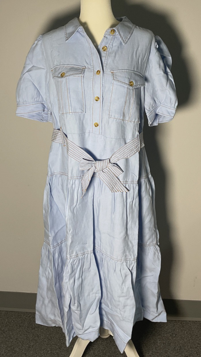 Soft Surroundings Tenley Women\'s Size M Light Denim Midi Dress NWT