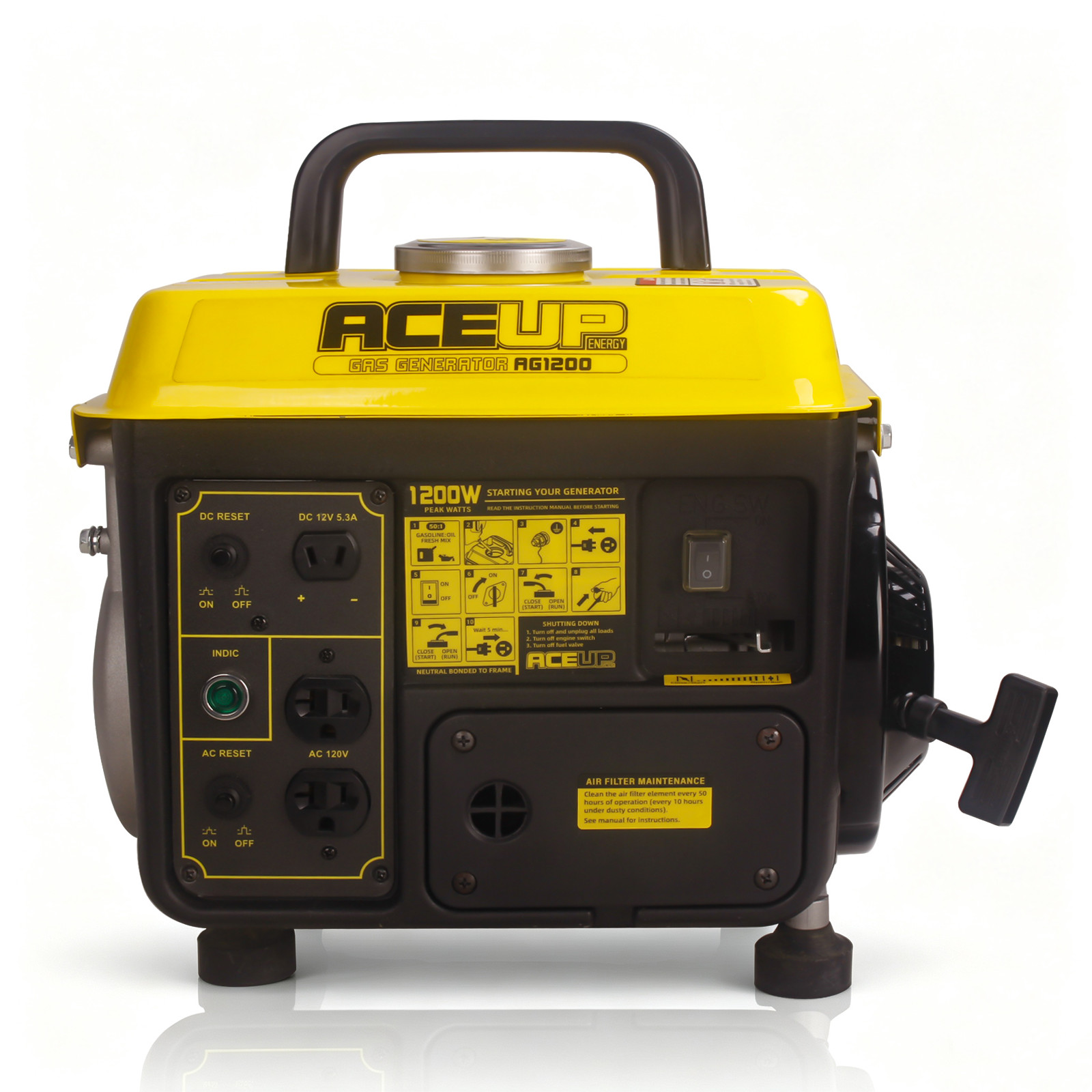 Aceup Energy 1200W Gas Powered Generator Small Portable Low Noise 900W Rated New Aceup Energy 1200W Gas Powered Generator Small Portable Low Noise 900W Rated New