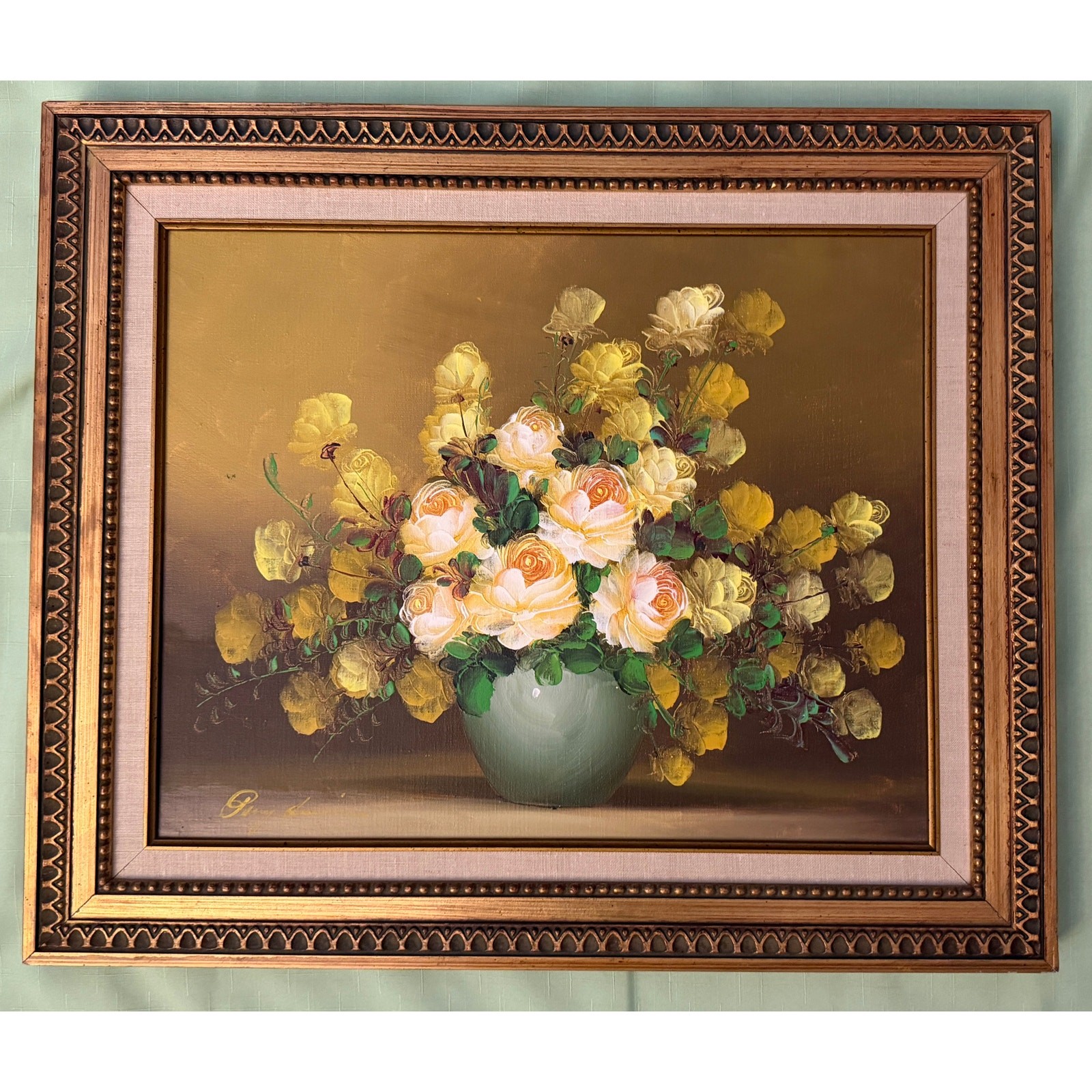 Vintage Still Life Floral Oil Painting