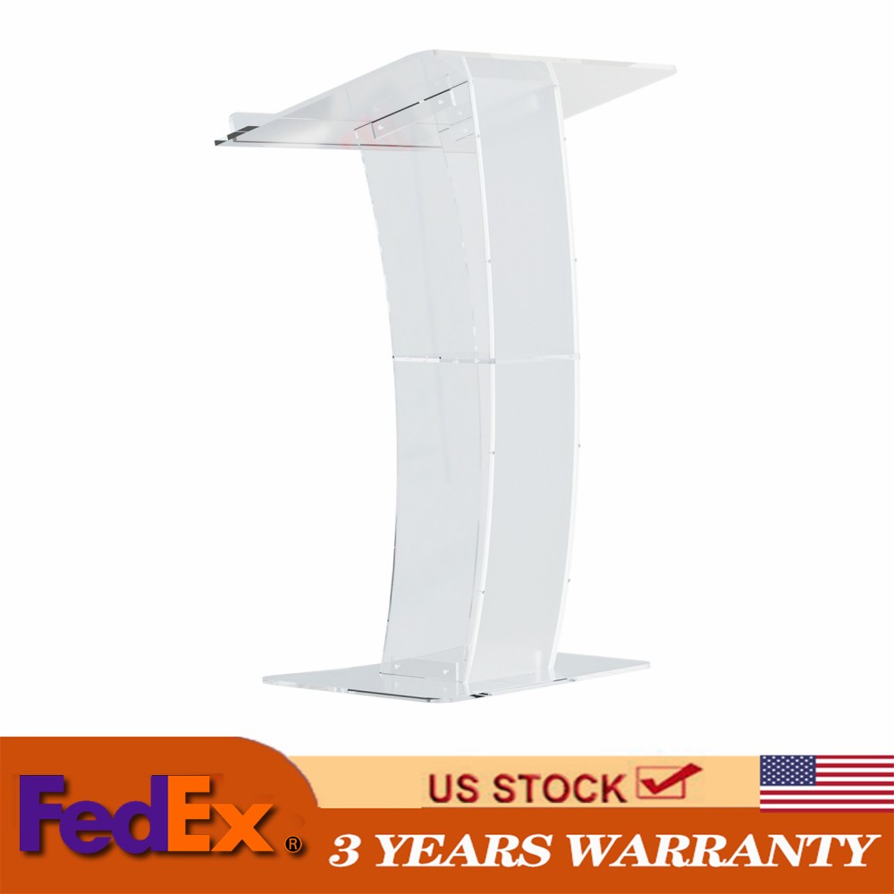 Acrylic Clear Podium Plexiglass Pulpit School Conference Church Curve Lectern