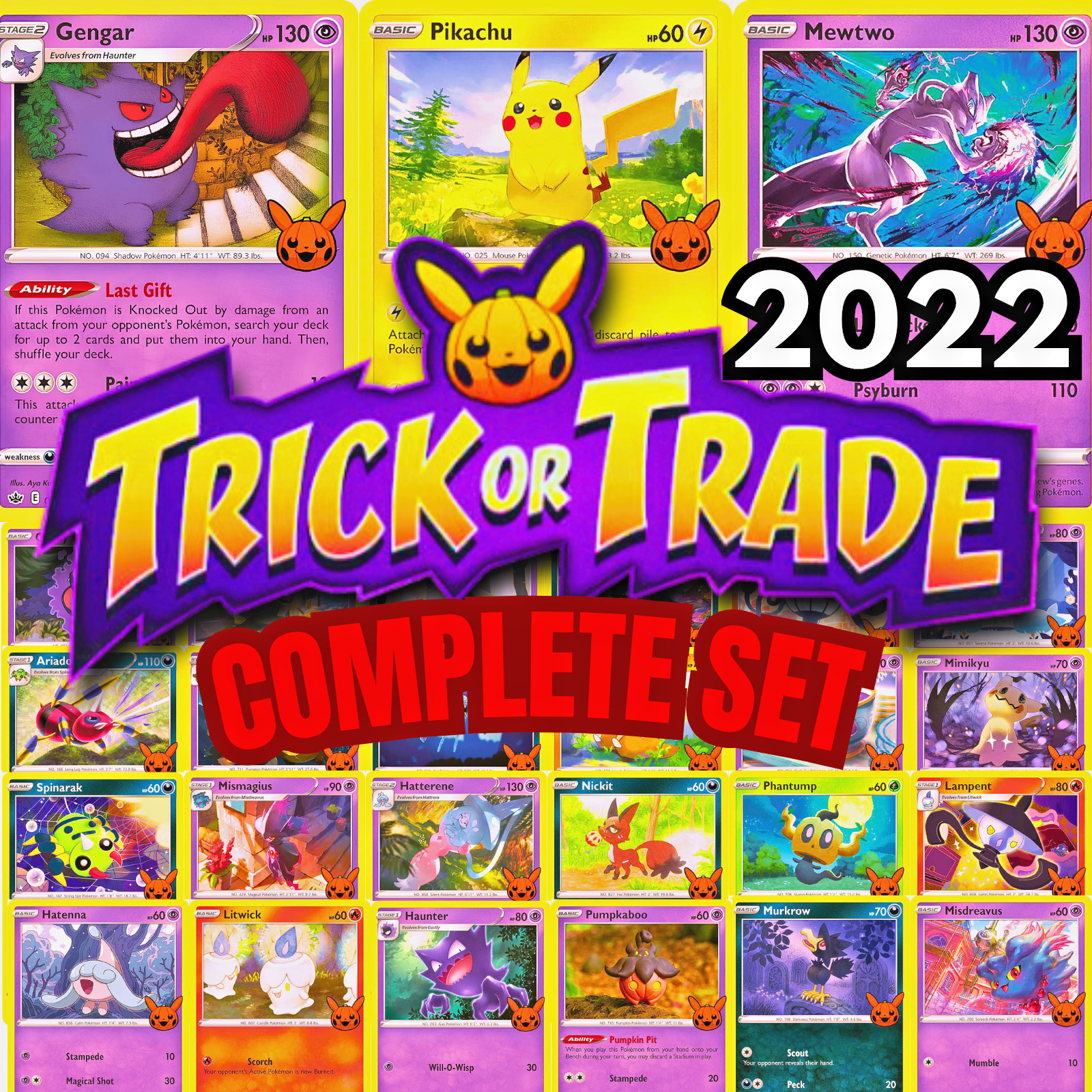 Pokémon 2022 Trick or Trade COMPLETE SET (30 Cards) Halloween NM + 