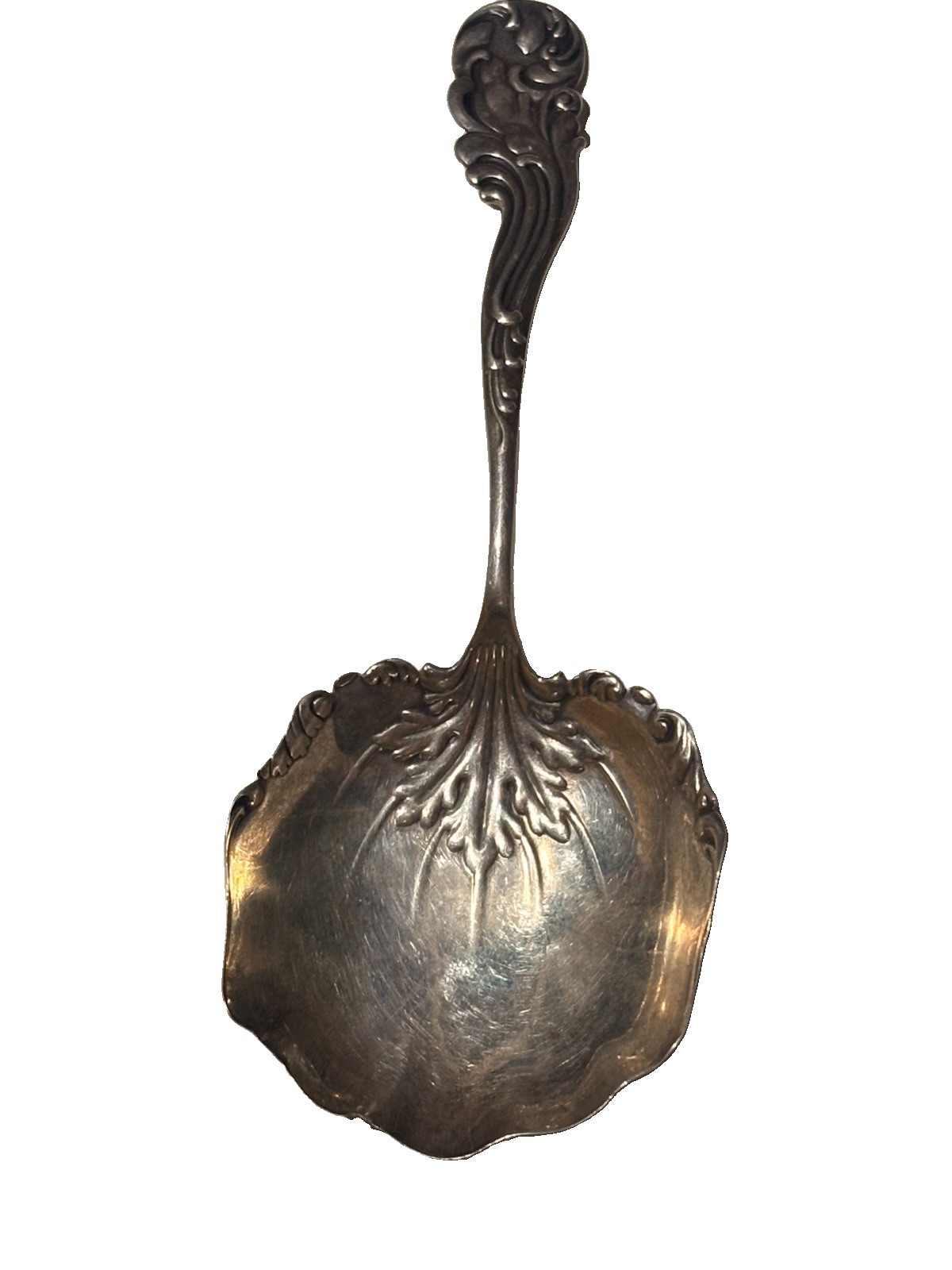 Antique 1889 Frank M Whiting MARQUISE Sterling Silver Berry Serving Spoon NoMono