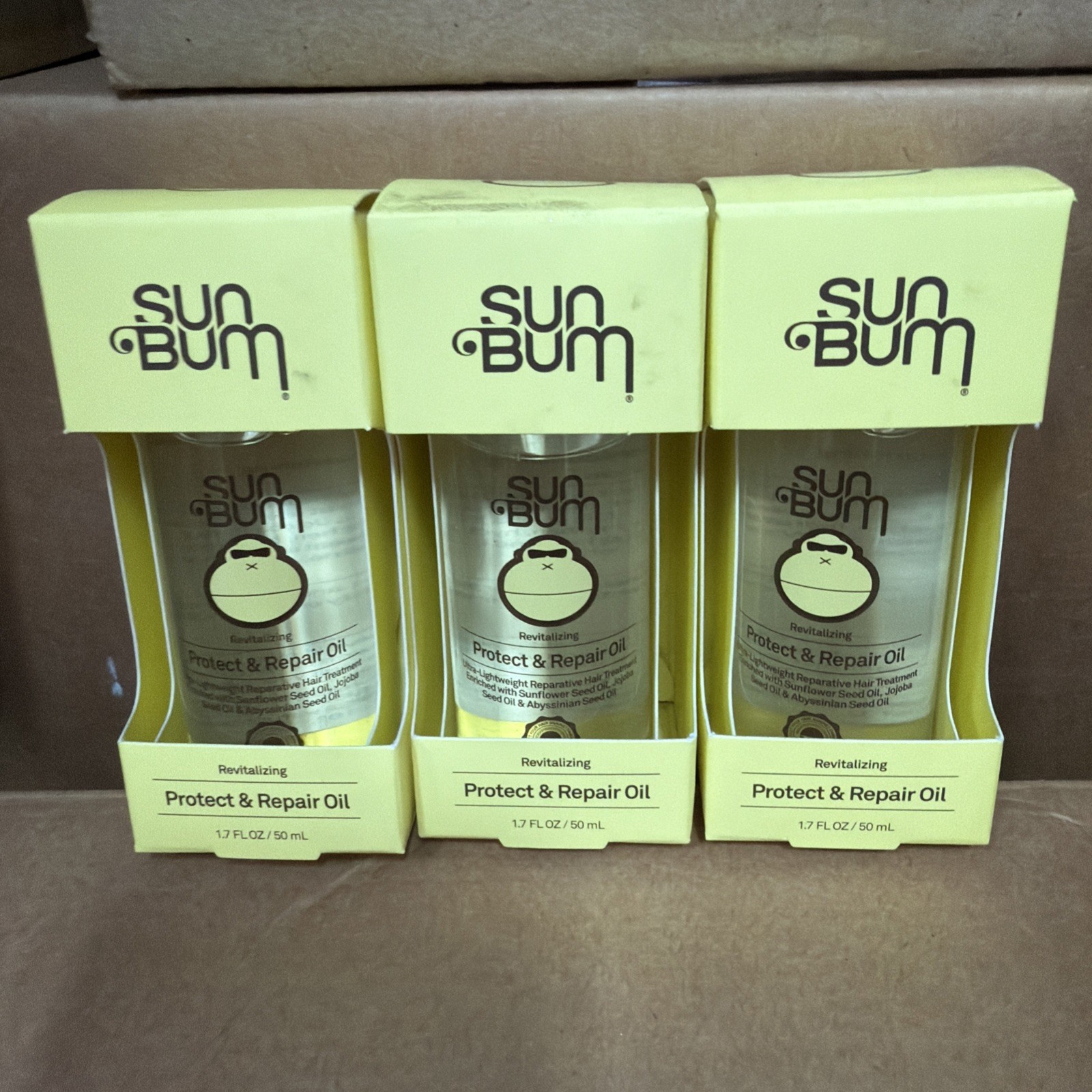(3) Sun Bum Revitalizing Protect & Repair Oil New In Packaging 1.7 fl oz Each