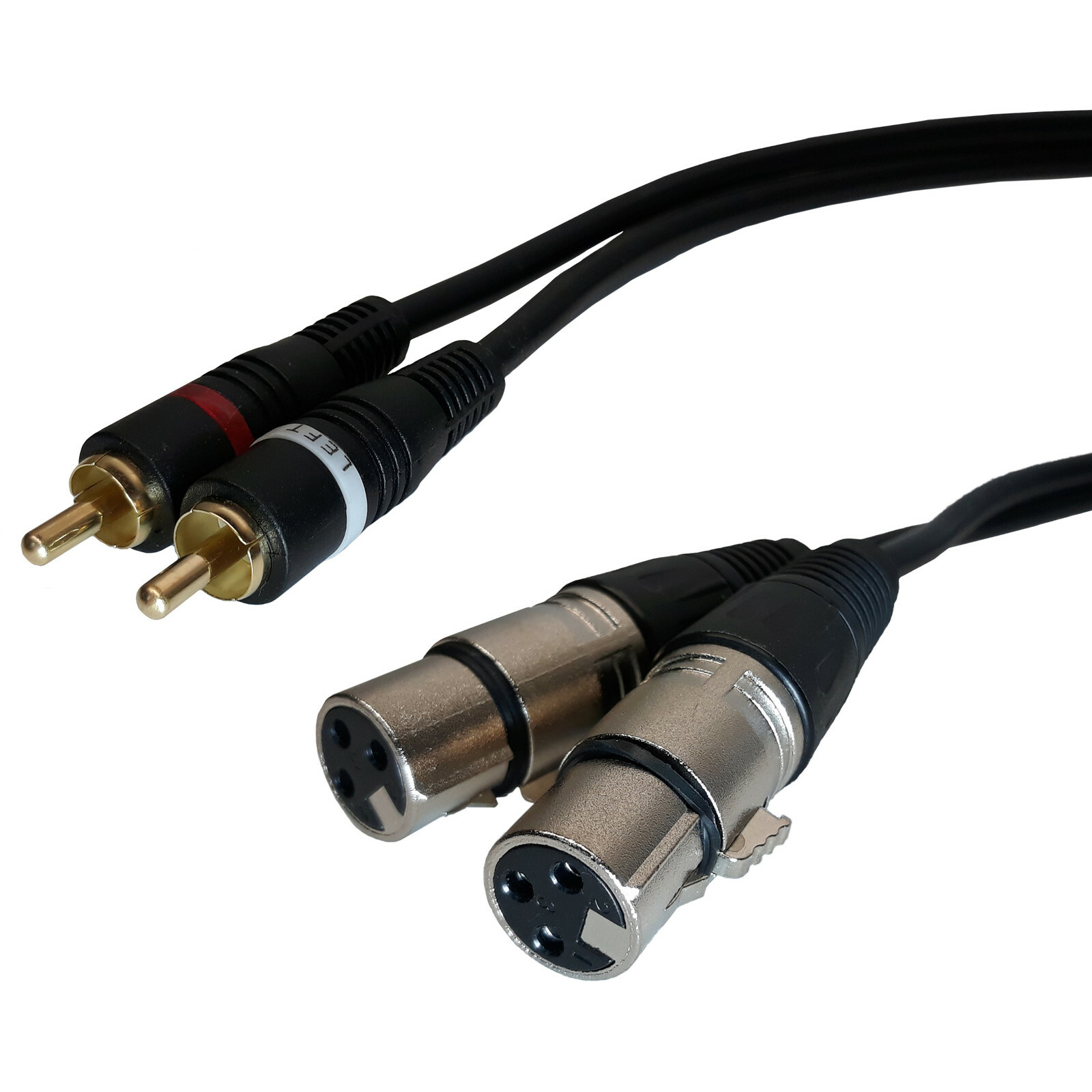 6ft - Dual XLR Female to 2-RCA Male Stereo Plug Shielded Audio Patch Cable Cord