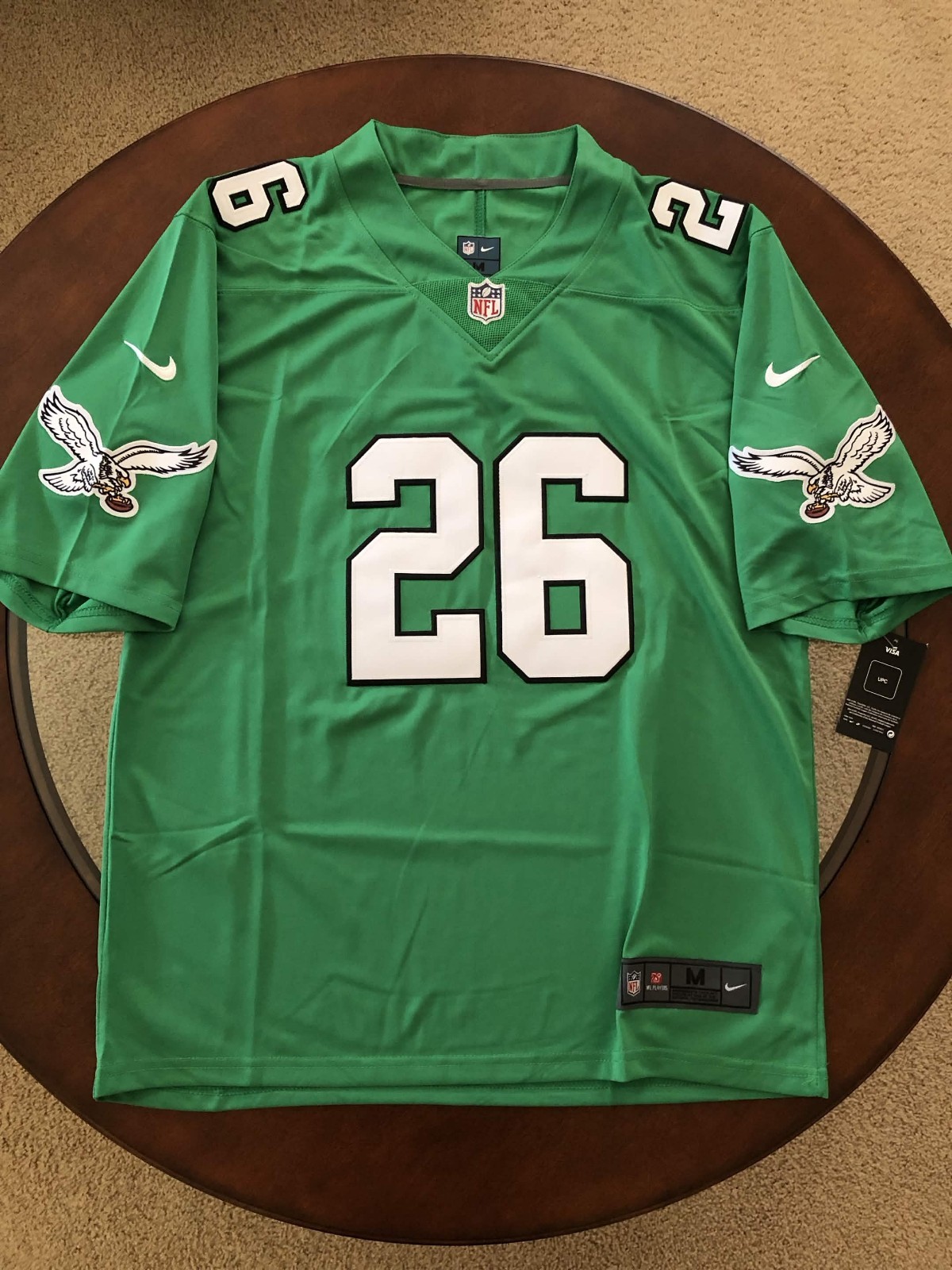 sNWT Saquon Barkley Eagles Men\'s Medium Green Jersey Stitched #26