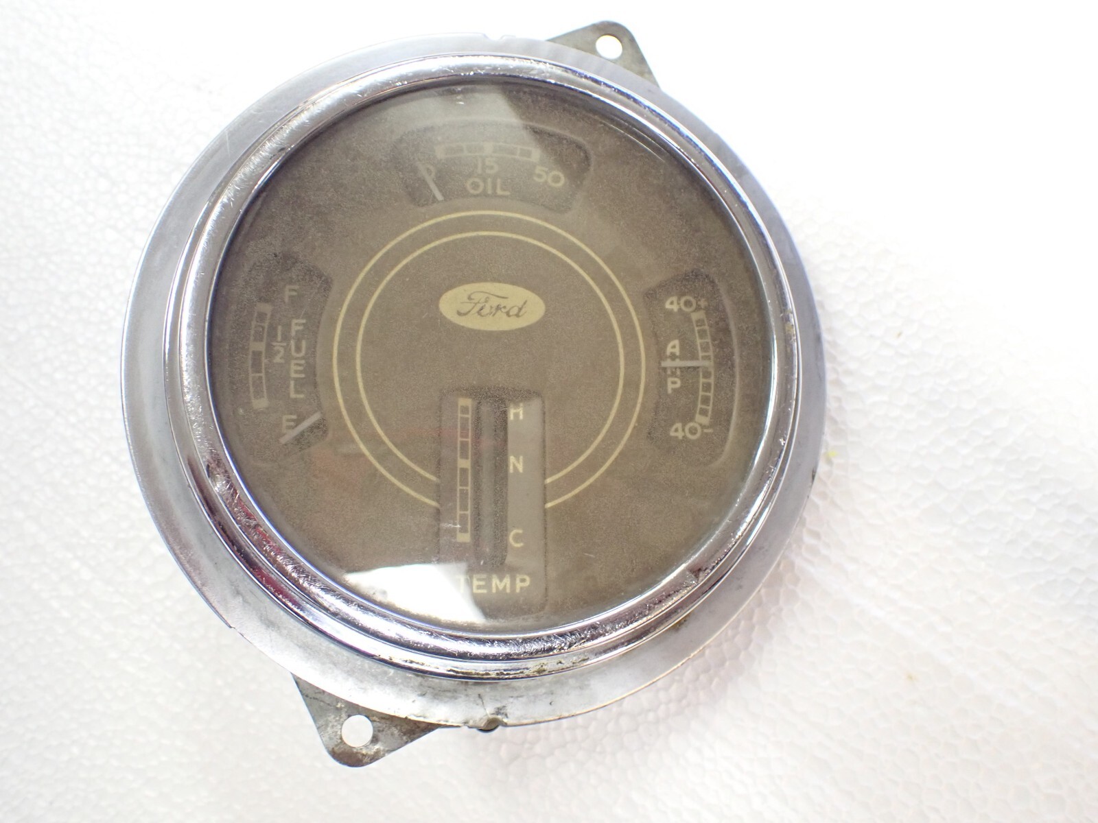 Original 1937 1938 Ford Dash Instrument Cluster Temperature Amps Oil Fuel Gauges