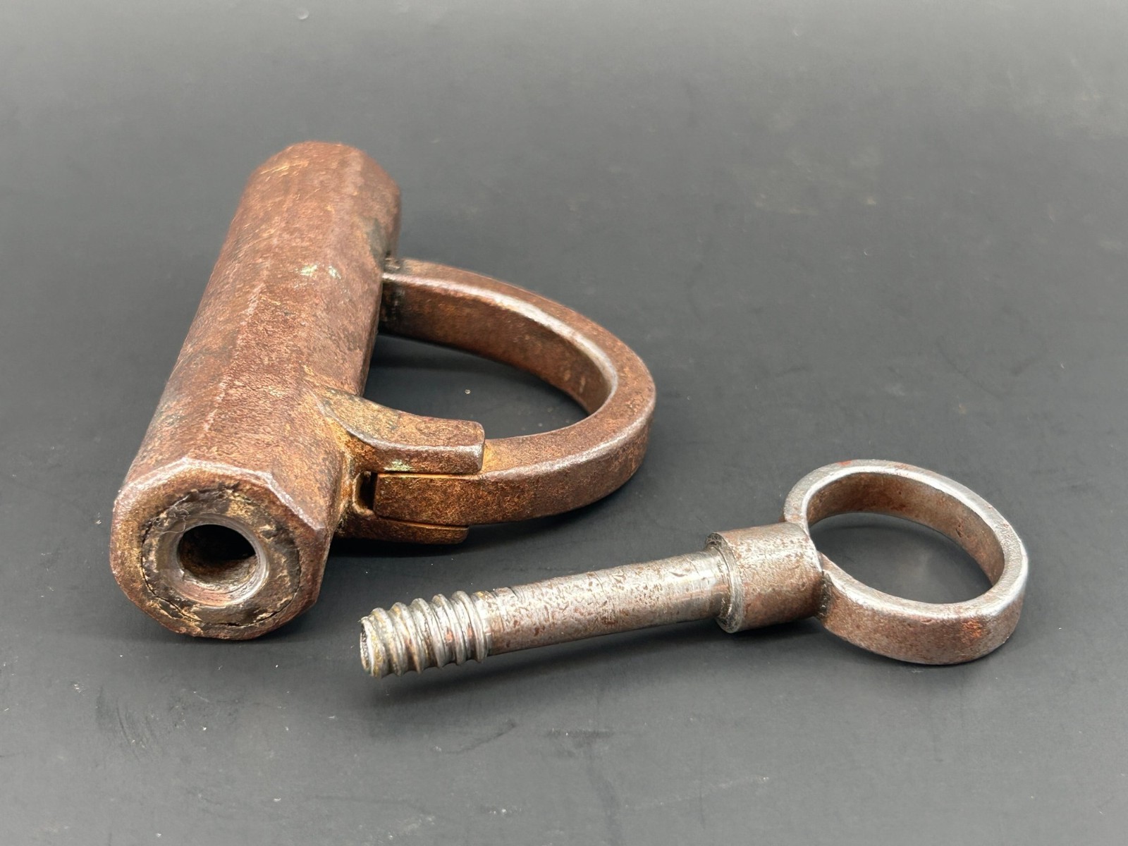 Antique Forged Iron Padlock c1900's With Screw Key Handmade