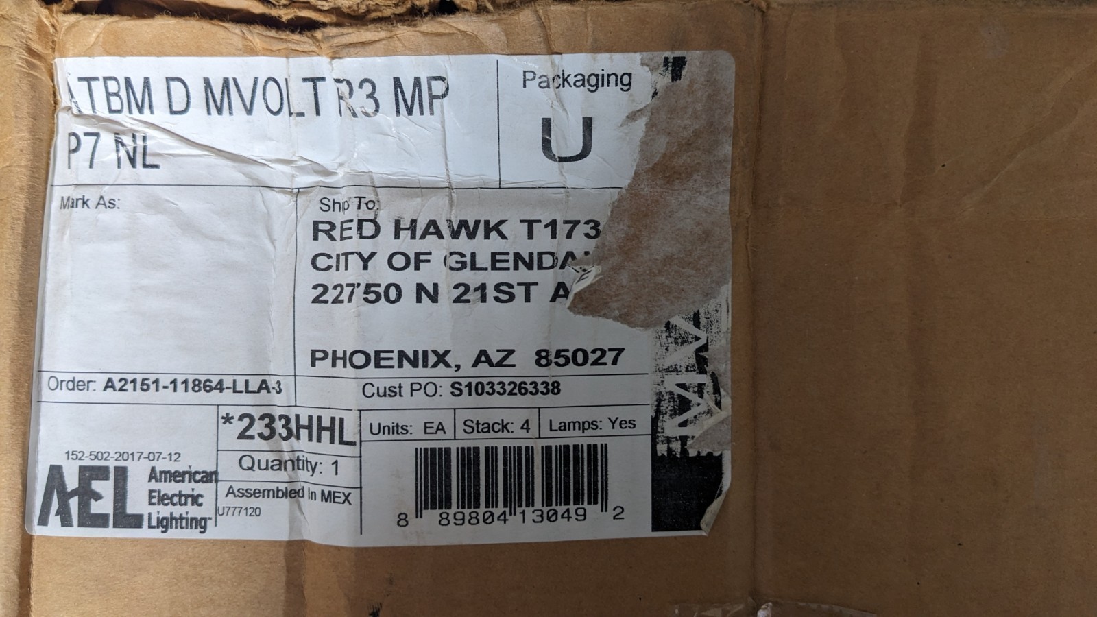 American Electric Lighting / Acuity ATBM D MVOLT R3 MP P7 NL 95 LED Street Light