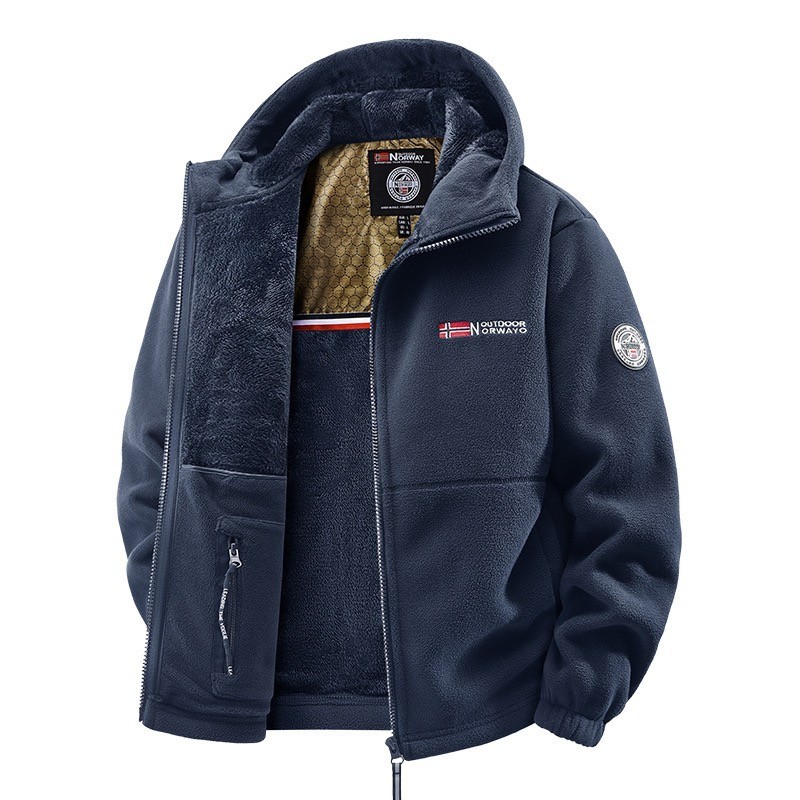 Men’s Winter Fleece Jacket Warm Full Zip Outdoor Hiking Casual Coat with Pockets