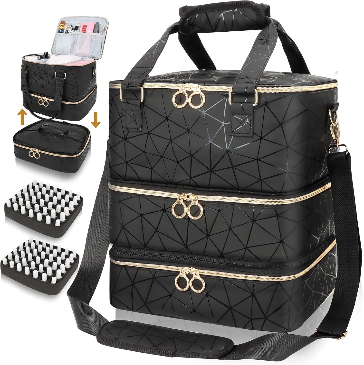 Nail Polish Organizer Bag Holds 84 Bottles PU Leather Storage Case Nail Polish Organizer Bag Holds 84 Bottles PU Leather Storage Case