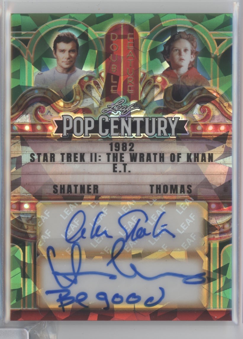 William Shatner Henry Thomas Leaf Pop Century Dual Autograph #1/1 Star Trek E.T.