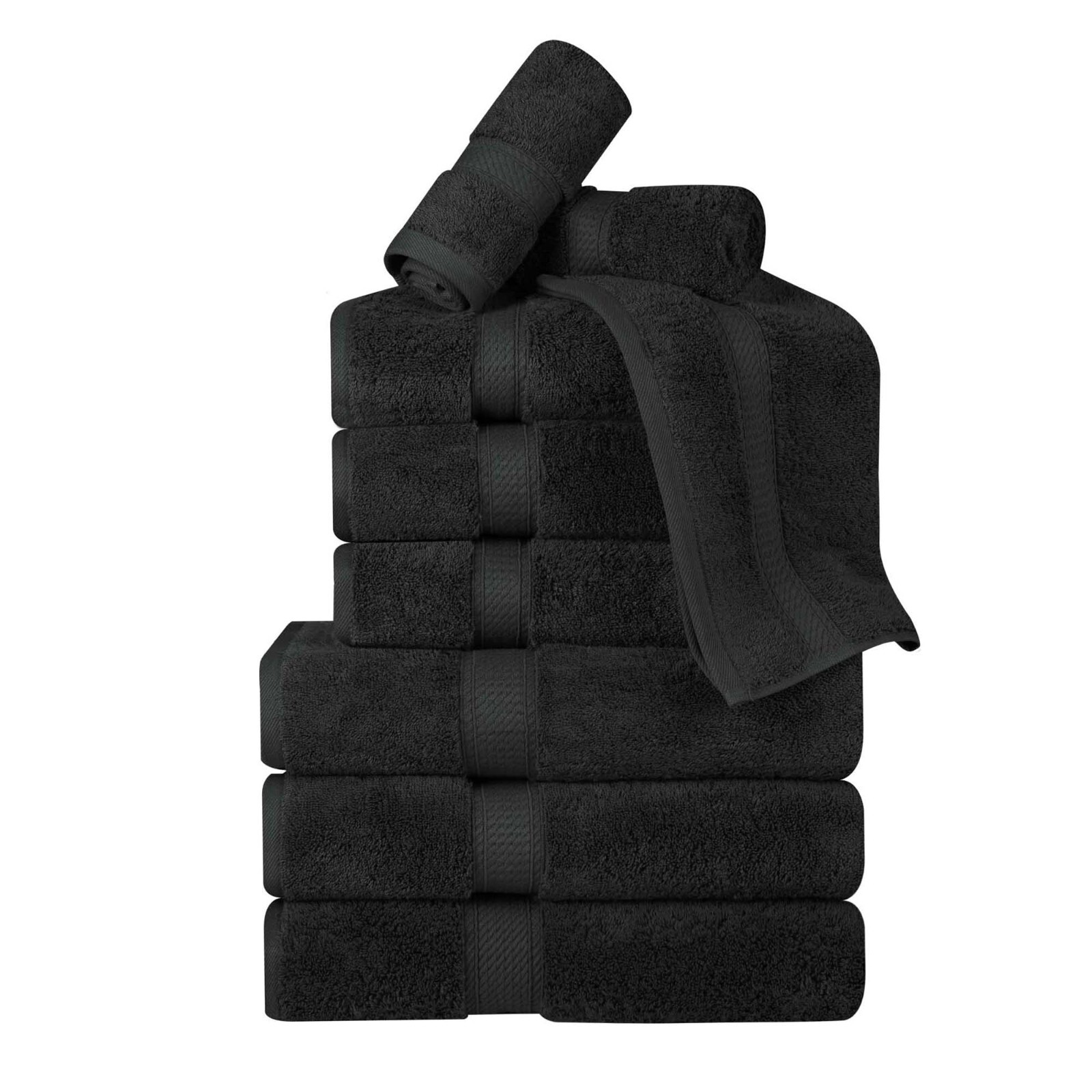800 GSM Egyptian Cotton Pile Plush Heavyweight Absorbent Soft 9-Piece Towel Set