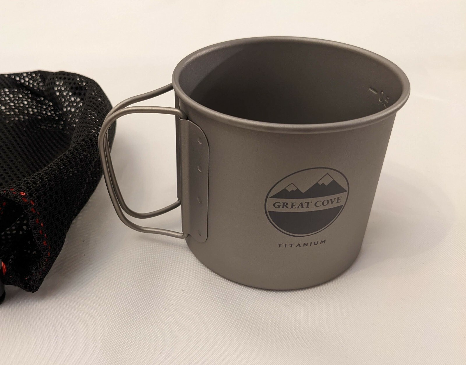 Great Cove Titanium 600ml Cooking Pot/Mug with Mesh Bag for Backpacking/Camping Great Cove Titanium 600ml Cooking Pot/Mug with Mesh Bag for Backpacking/Camping