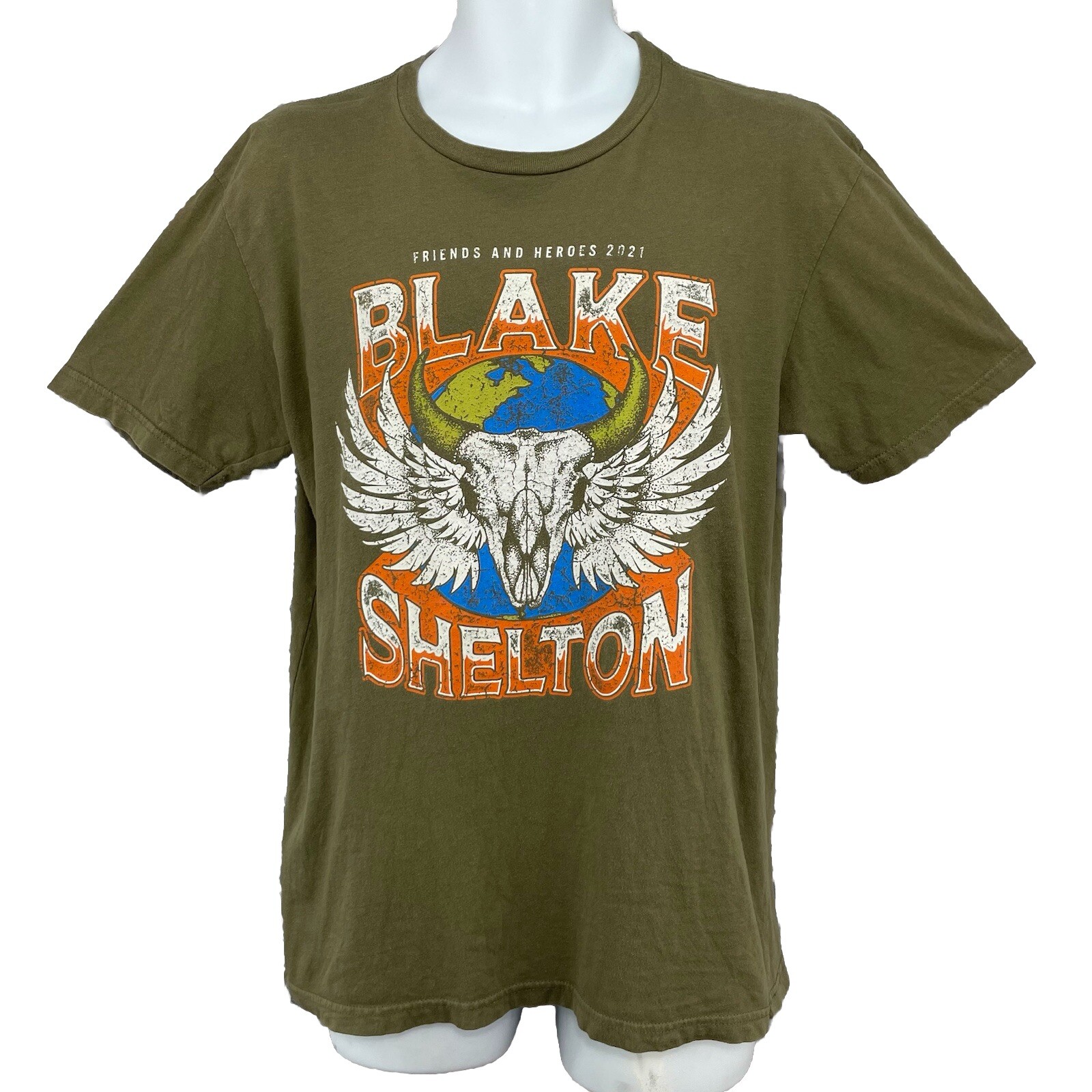 Blake Shelton 2021 Concert Tour T-Shirt/ Men’s (M) Military Green Cotton COUNTRY