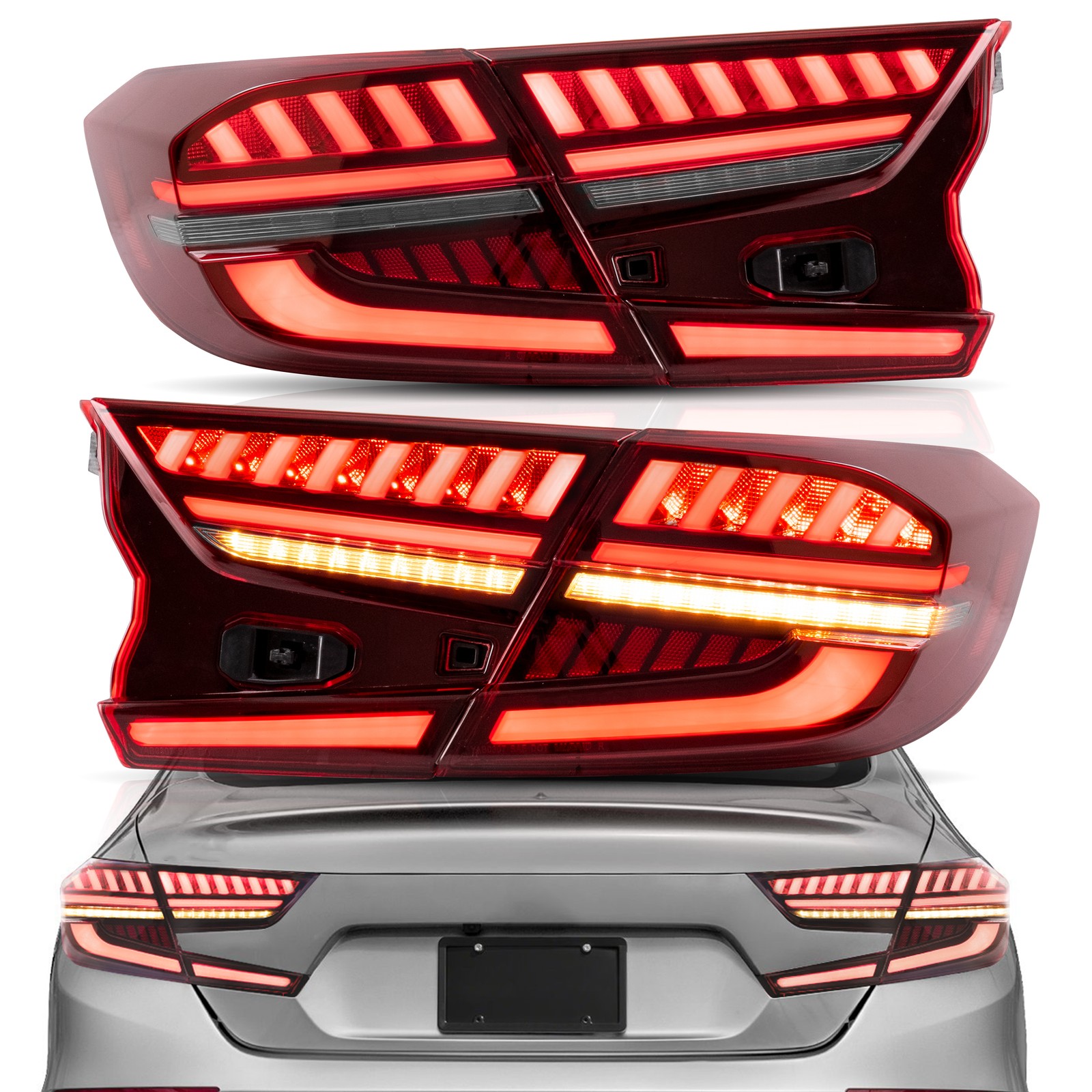 2*VLAND Tail Lights for 2018-20 Honda Accord 10th Gen SE LX EX Sedan Sequential