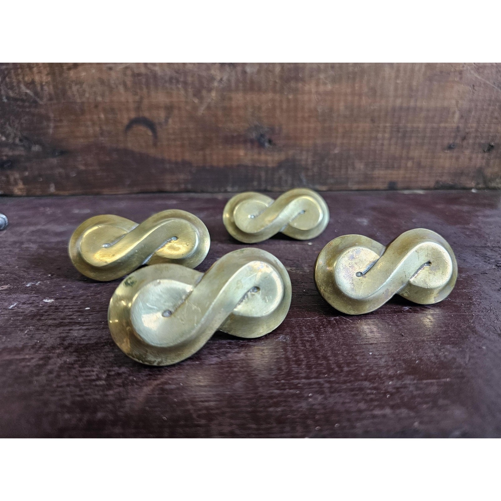 Vintage MCM Solid Brass Infinity Drawer Pulls (Set of 4)
