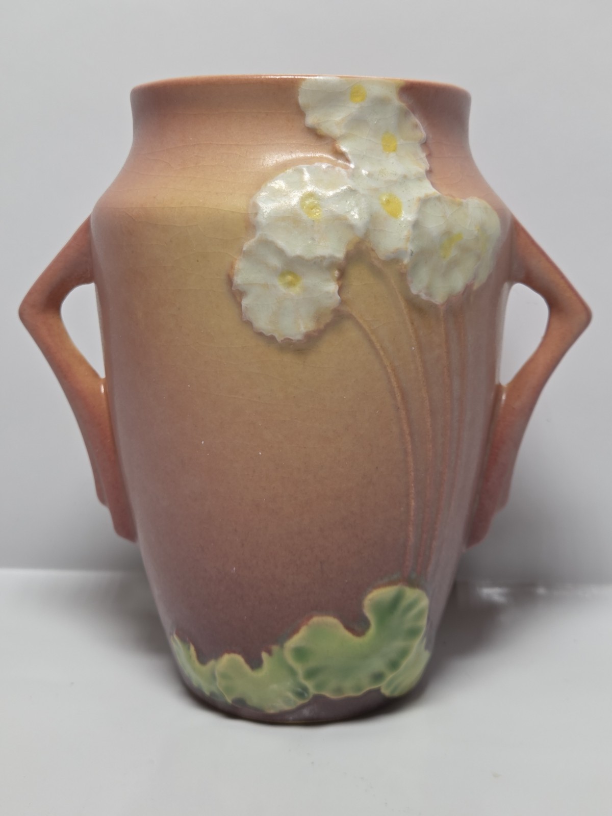 1930\'s Art Deco Vintage Roseville Pottery PRIMROSE Dbl Handled Vase~#760-6 1930\'s Art Deco Vintage Roseville Pottery PRIMROSE Dbl Handled Vase~#760-6