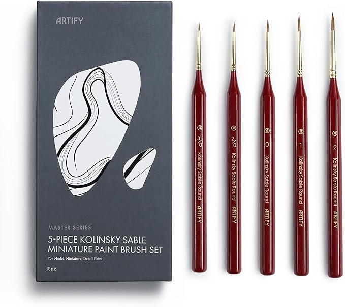 Artify 5Pcs Detail Paint Brushes, 100% Kolinsky Sable Micro Paint Brushes Artify 5Pcs Detail Paint Brushes, 100% Kolinsky Sable Micro Paint Brushes