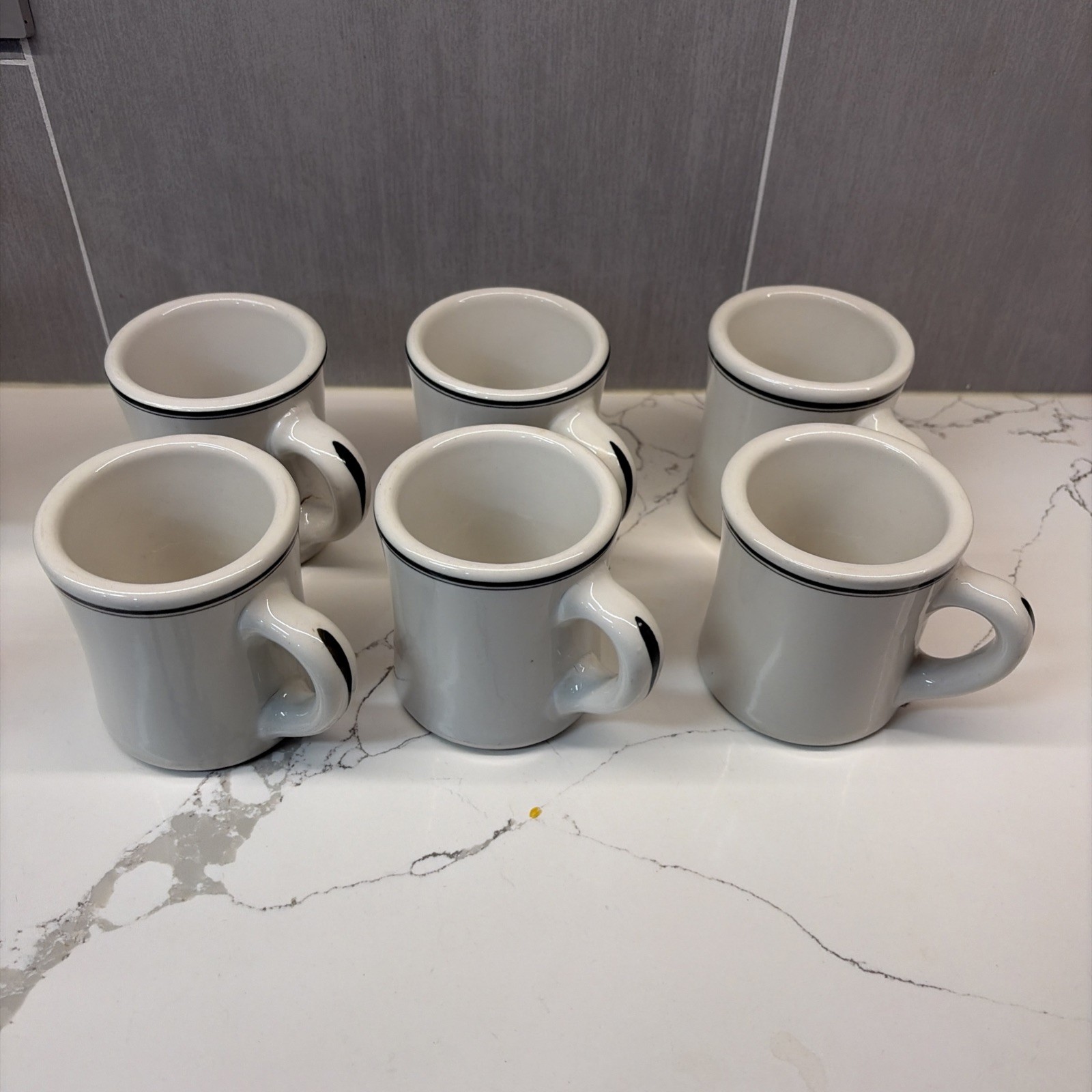 Vintage Victor Green Striped Heavy Coffee Restaurant Mug Set Of 6 Diner Ware-6oz Vintage Victor Green Striped Heavy Coffee Restaurant Mug Set Of 6 Diner Ware-6oz