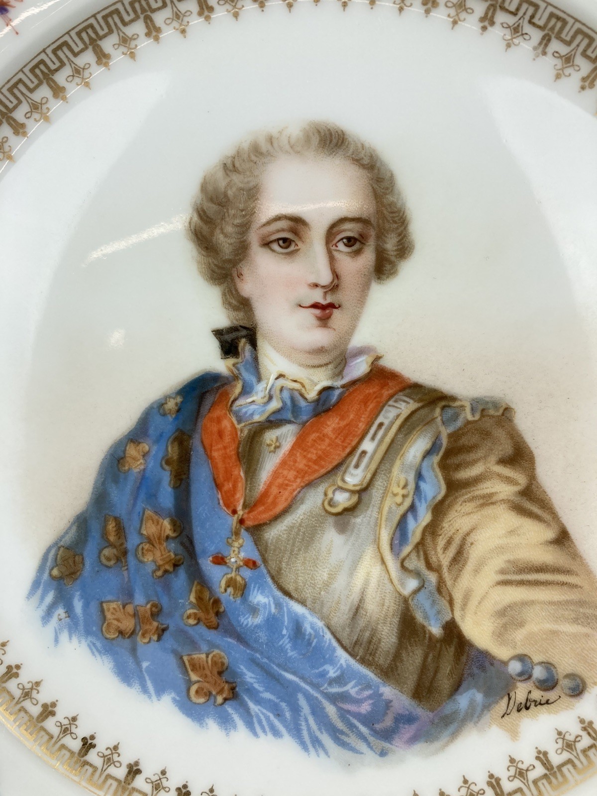 SEVRES PLATE/HAND PAINTED PORTRAIT OF KING LOUIS XV/MUSEUM QUALITY/ARTIST SIGNED