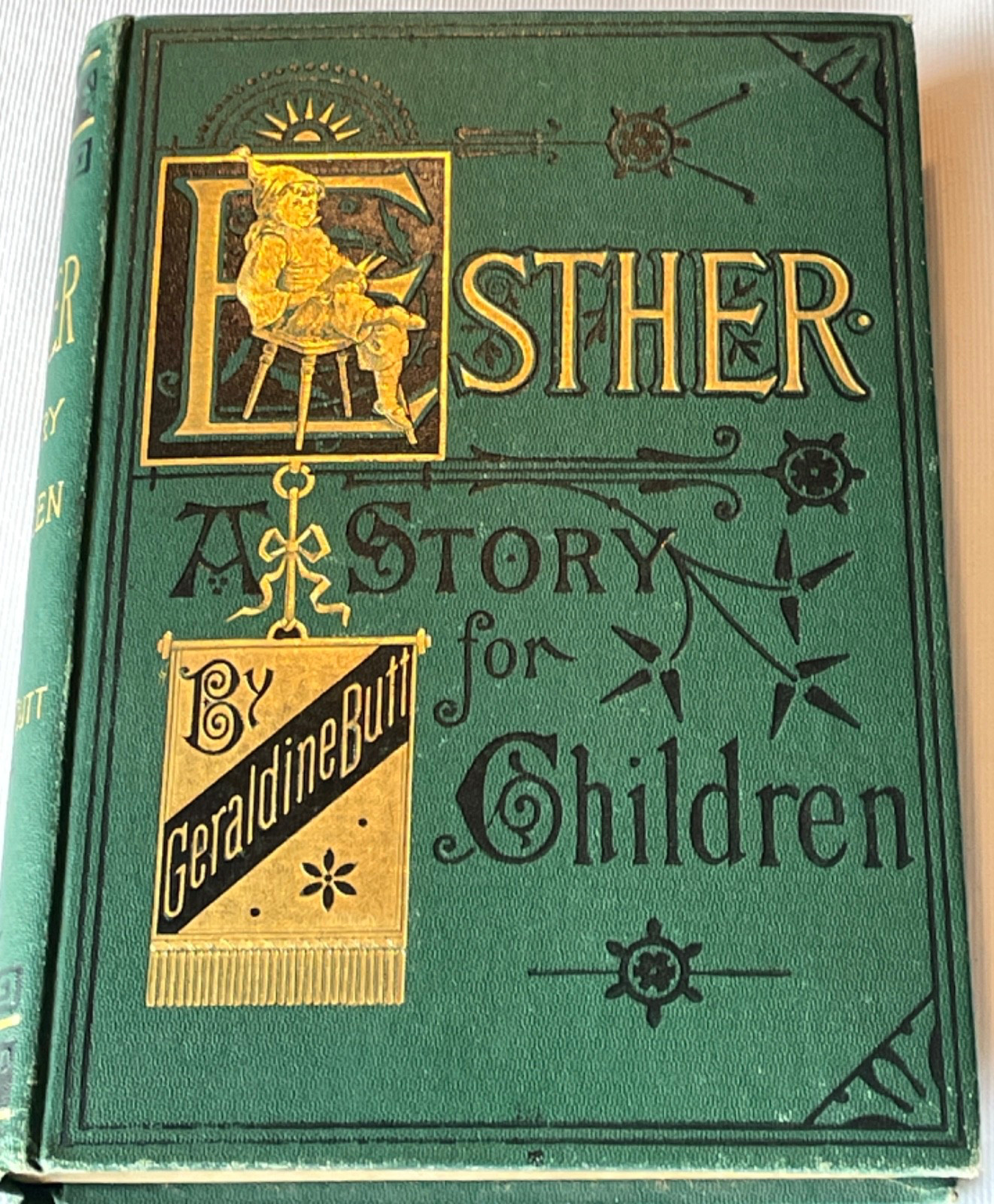 Antique Childrens Book 1878 Decorative Gilt Binding Chromolithographs ESTHER
