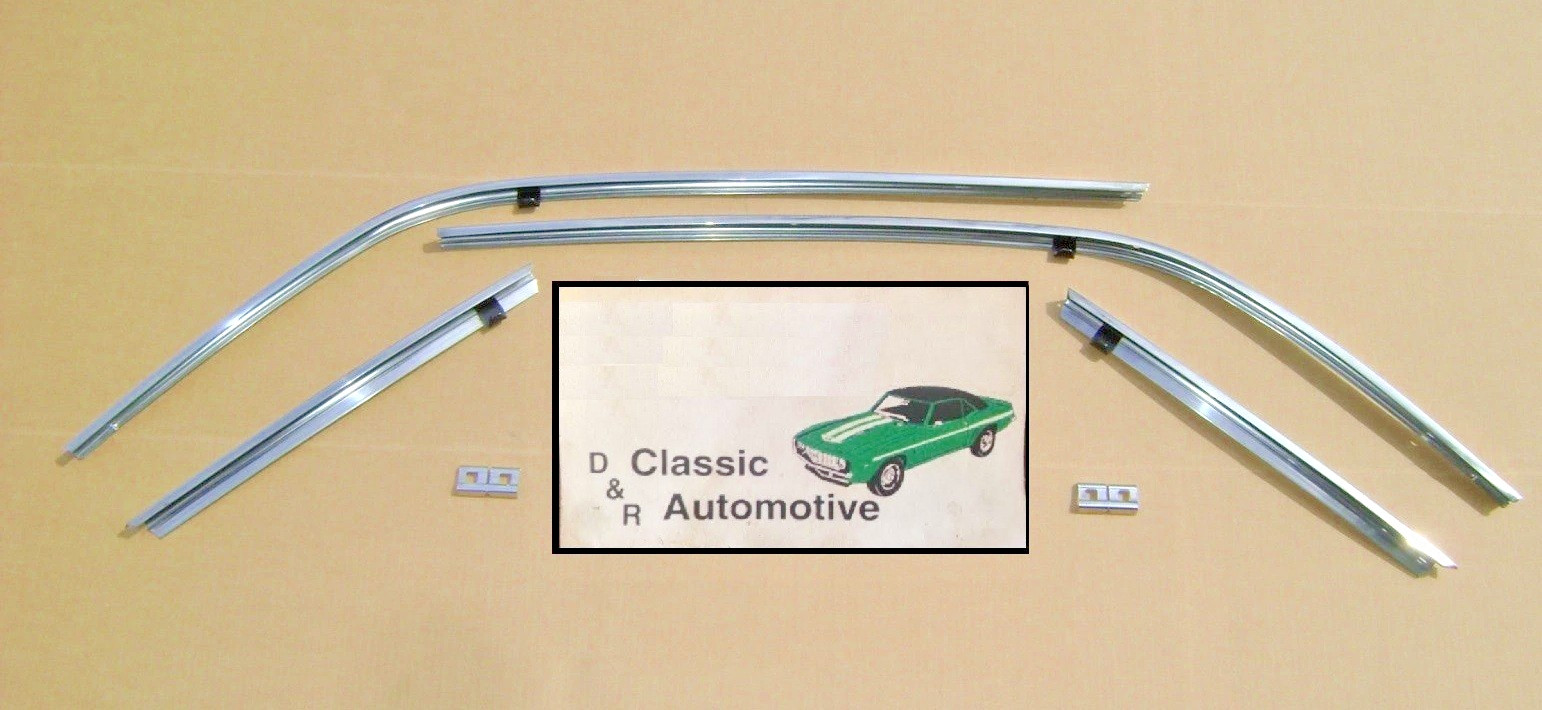 1968-1969 Camaro Firebird Roof Rail Stainless Trim Weatherstrip Channels 6Pc Set