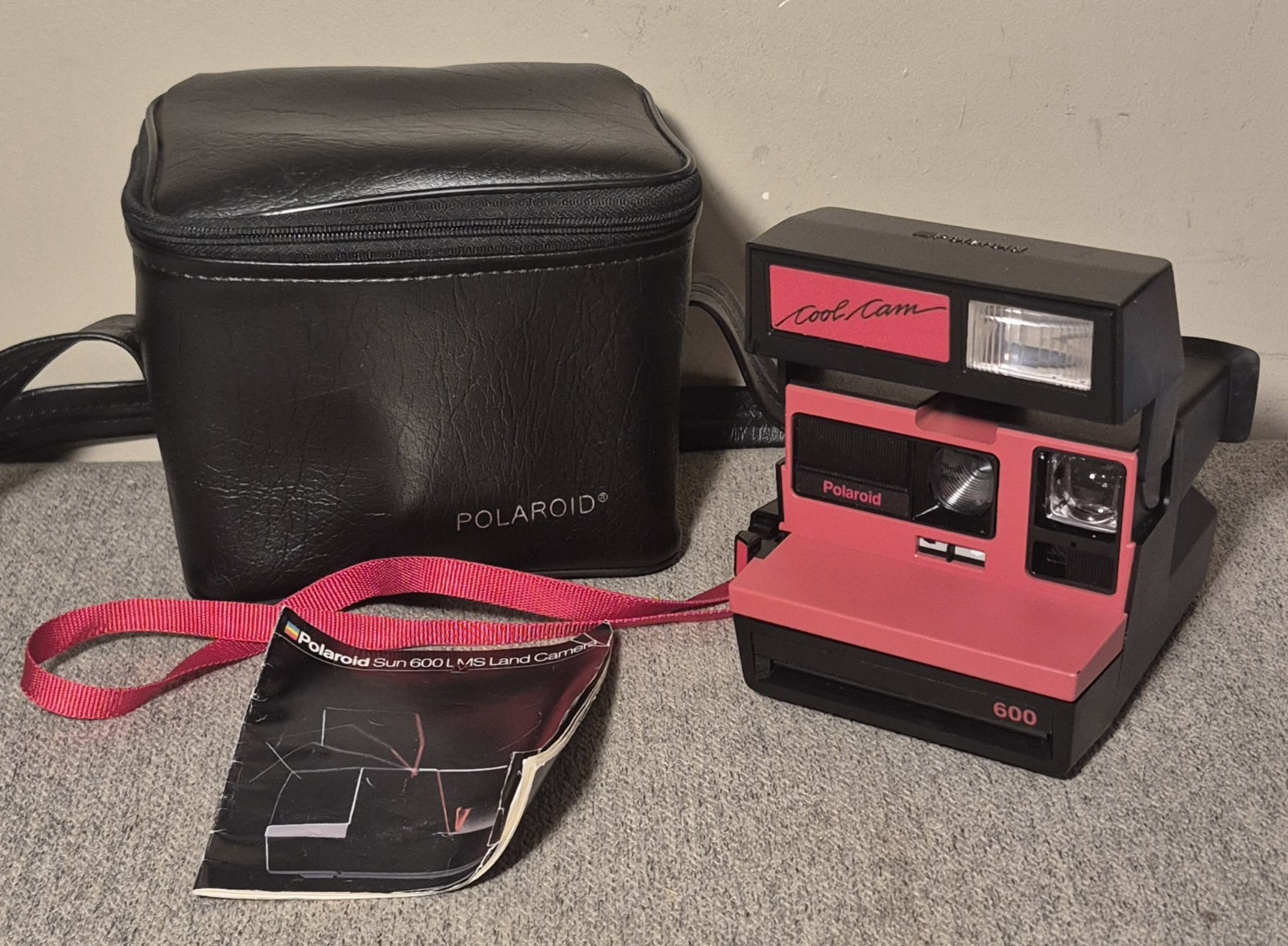Vintage Polaroid 600 Cool Cam Instant Film Camera - Red & Black W Case, Manual 