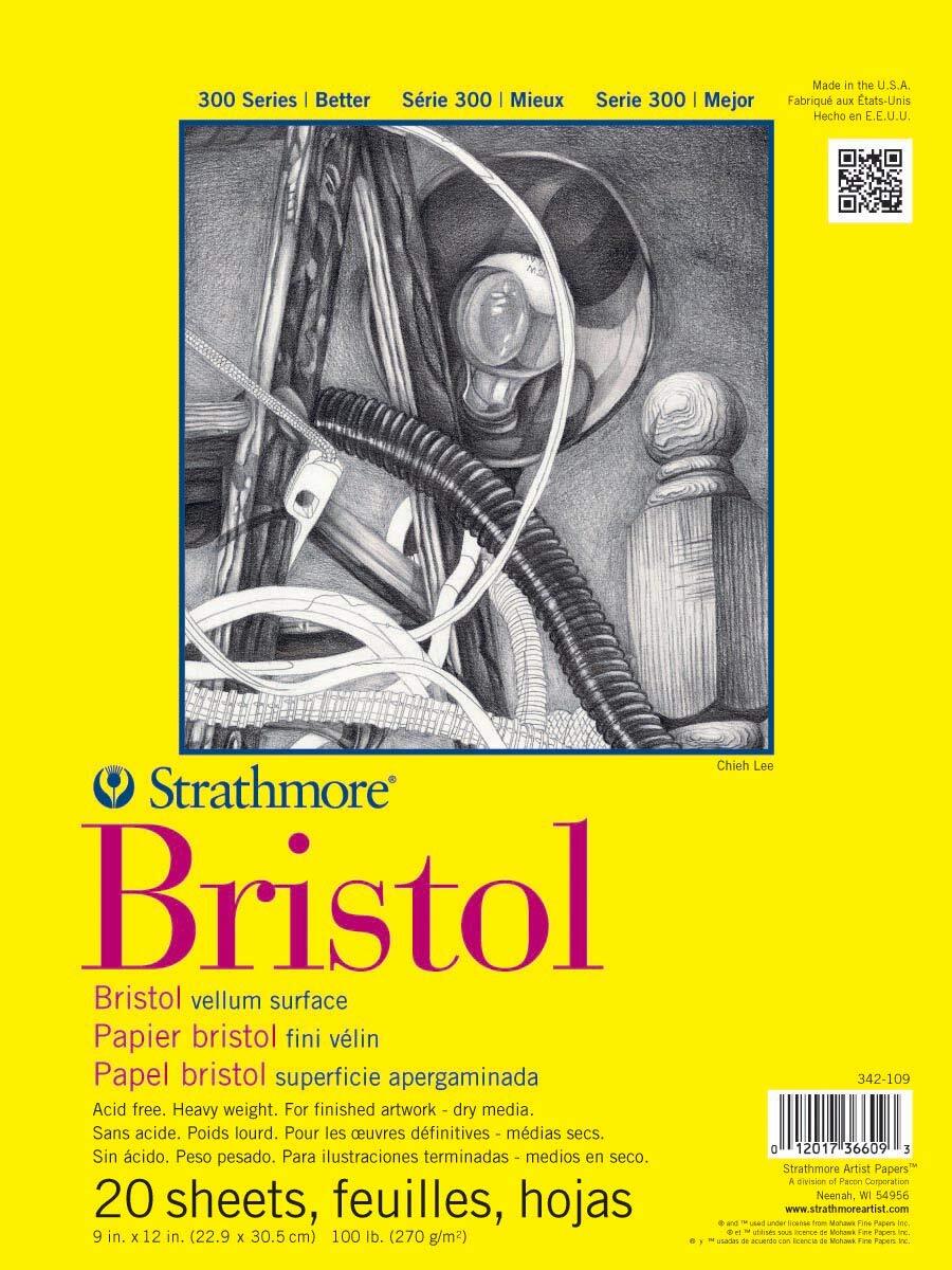Strathmore 300 Series Bristol Vellum Pad 9x12 Inch Drawing Paper for Artists Strathmore 300 Series Bristol Vellum Pad 9x12 Inch Drawing Paper for Artists