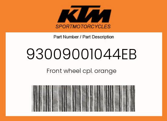 KTM Genuine Front Wheel Cpl. Orange - 93009001044Eb