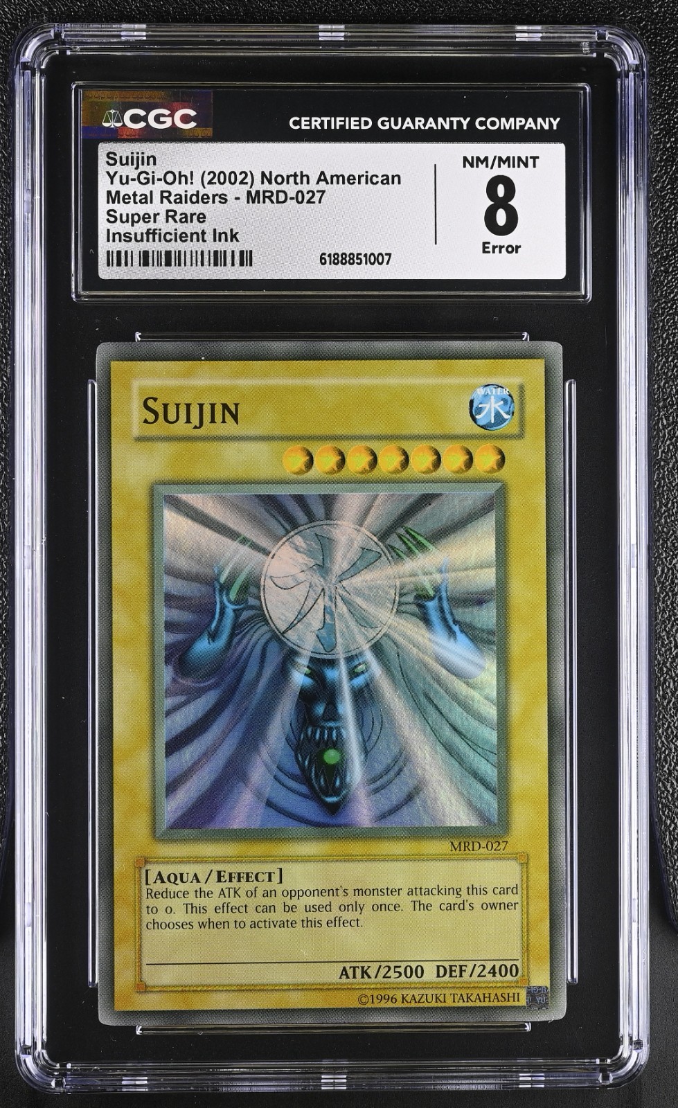 2002 Yu-Gi-Oh Suijin MRD-027 FADED Super Rare CGC 8 Vintage Error