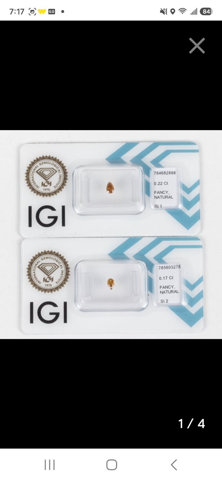2Pc IGI Certified Natural Fancy Intense Pear Cut Diamonds 0.17ctw & 0.22ctw