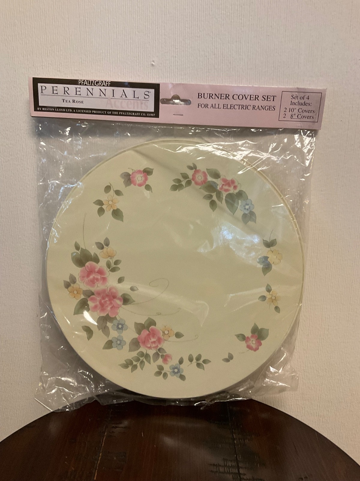 Vtg Pfaltzgraff Tea Rose Burner Cover Set 4 Pcs Includes 2, 10” And 2, 8” Covers