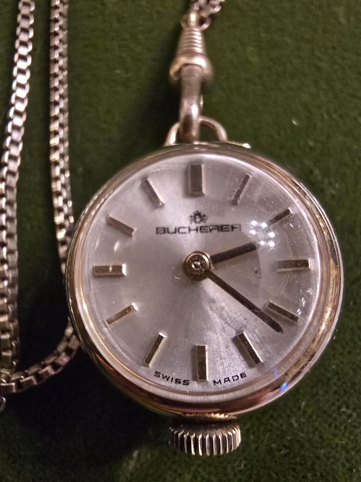 Vintage Bucherer Pendant Watch Necklace Skeleton Crystal Ball 17J with 30 Vintage Bucherer Pendant Watch Necklace Skeleton Crystal Ball 17J with 30