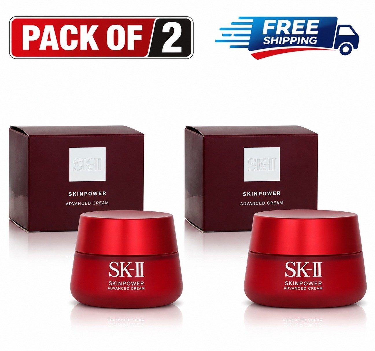 2 Pack SK-II SKINPOWER Advanced Cream 2.7oz 80ml Each Face Moisturizer NIB