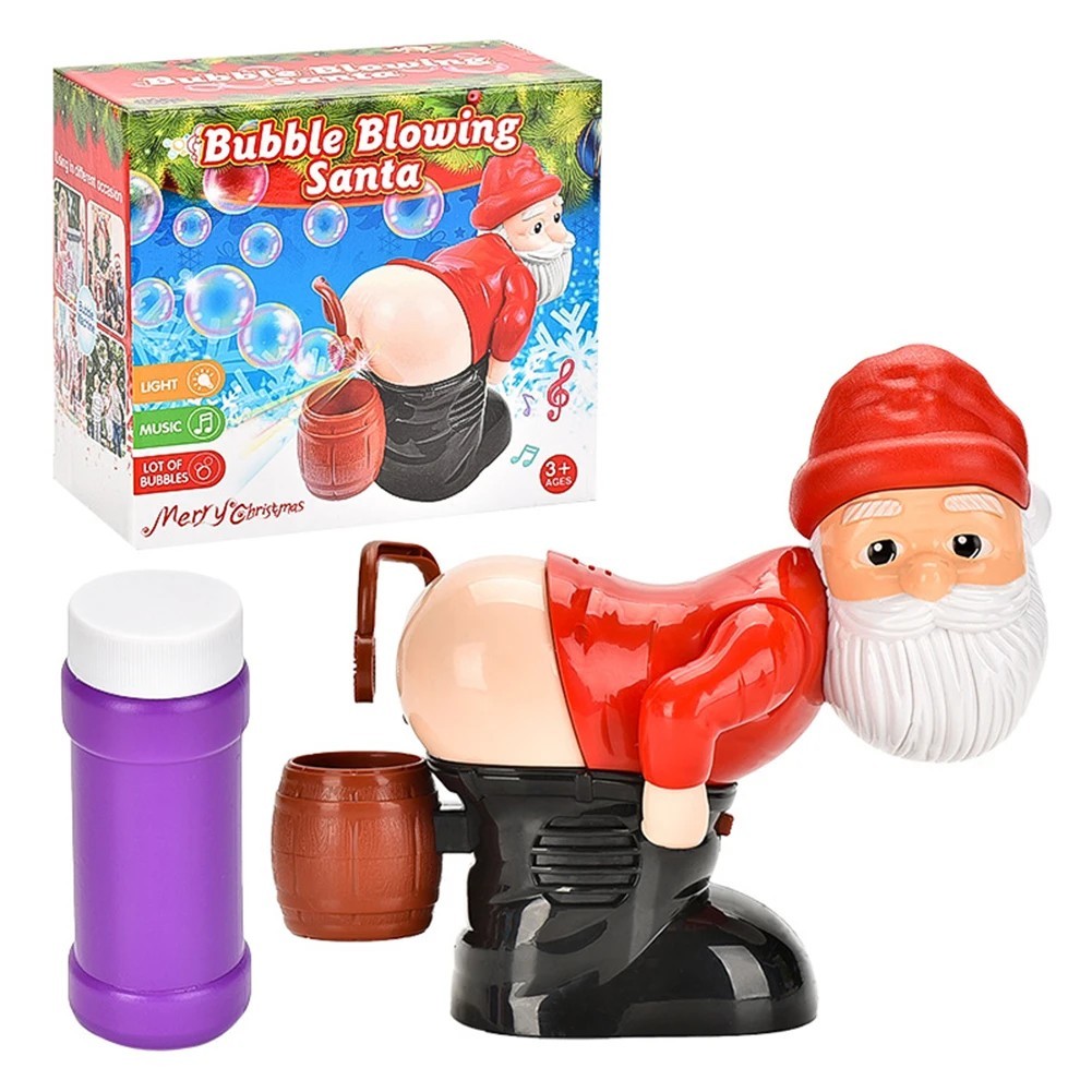 Santa Claus Bubble Maker Toy Funny Automatic Fart Bubble Machine w/ Light Music