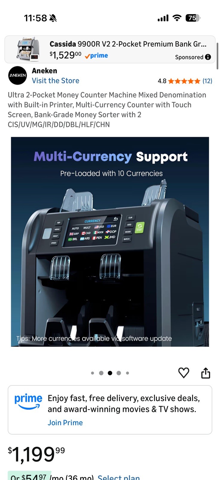 Aneken Ultra 2-Pocket Money Counter Machine Mixed Denomination Aneken Ultra 2-Pocket Money Counter Machine Mixed Denomination