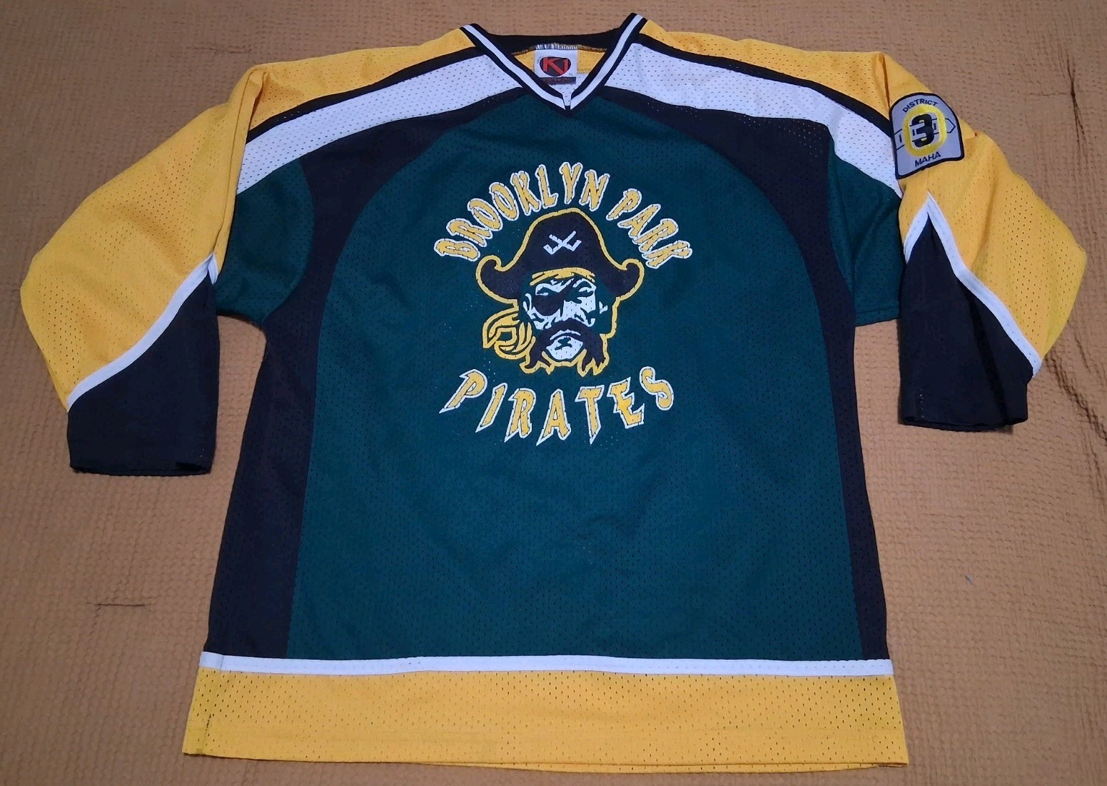 Vintage Brooklyn Park Pirates Hockey Jersey Minnesota High School K1 Sz XL