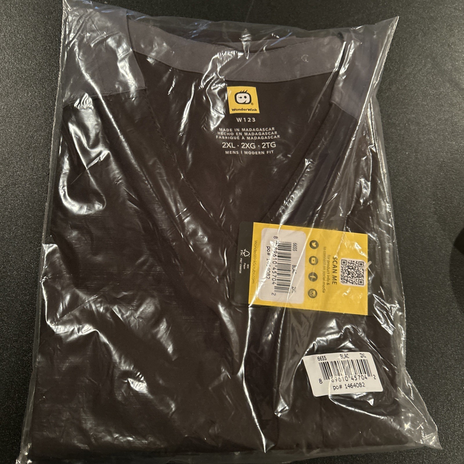 WonderWink (Wink) W123 Mens Modern Fit Scrub Black-Size 2XL